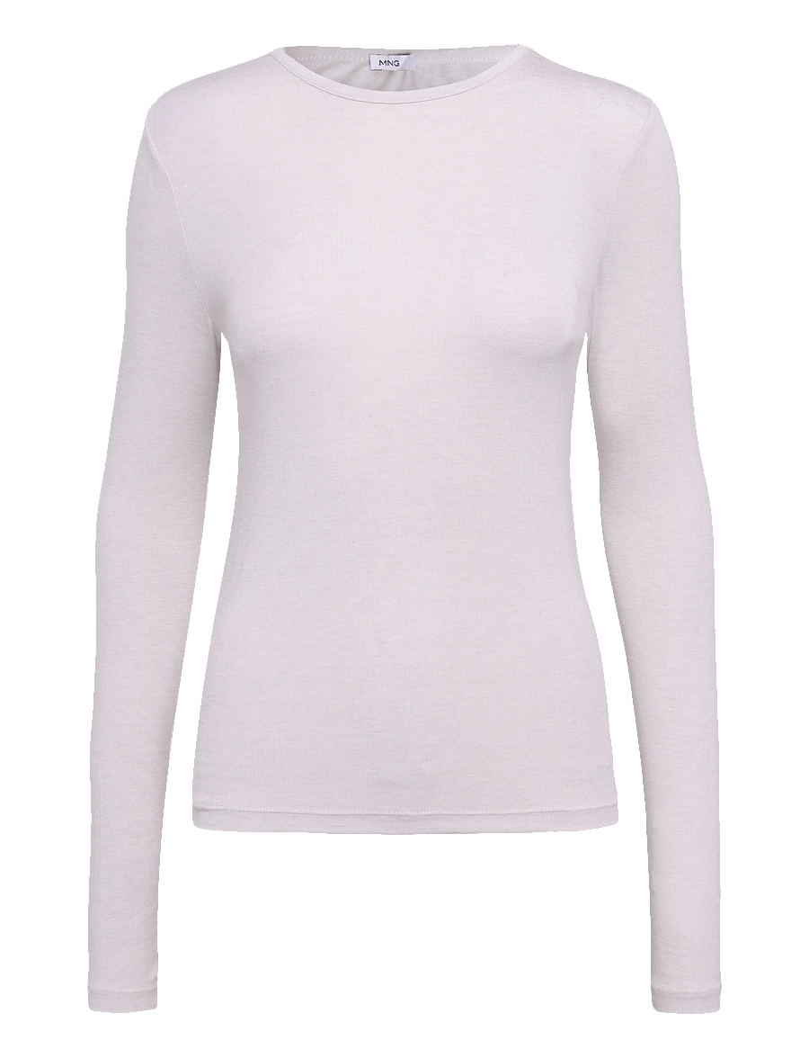 Mango - Long-sleeved fitted t-shirt - langærmede toppe - light beige - 1