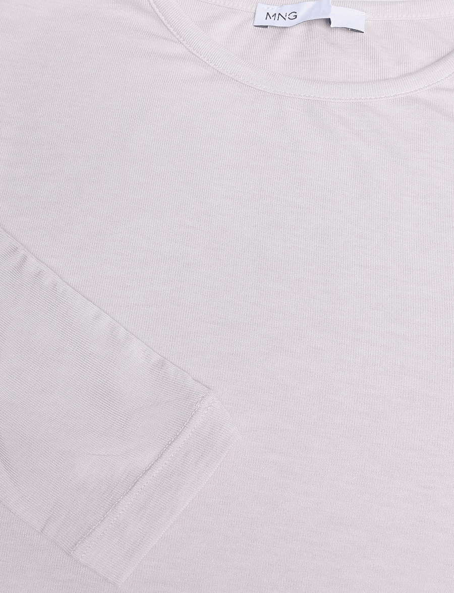 Mango - Long-sleeved fitted t-shirt - langærmede toppe - light beige - 4