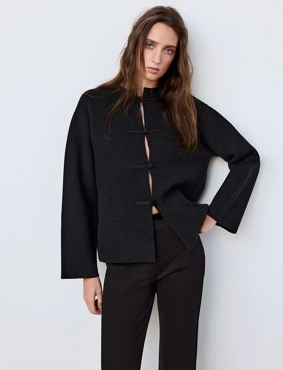 Mango - Straight jacket with frogging fastenings - lette jakker - black - 0
