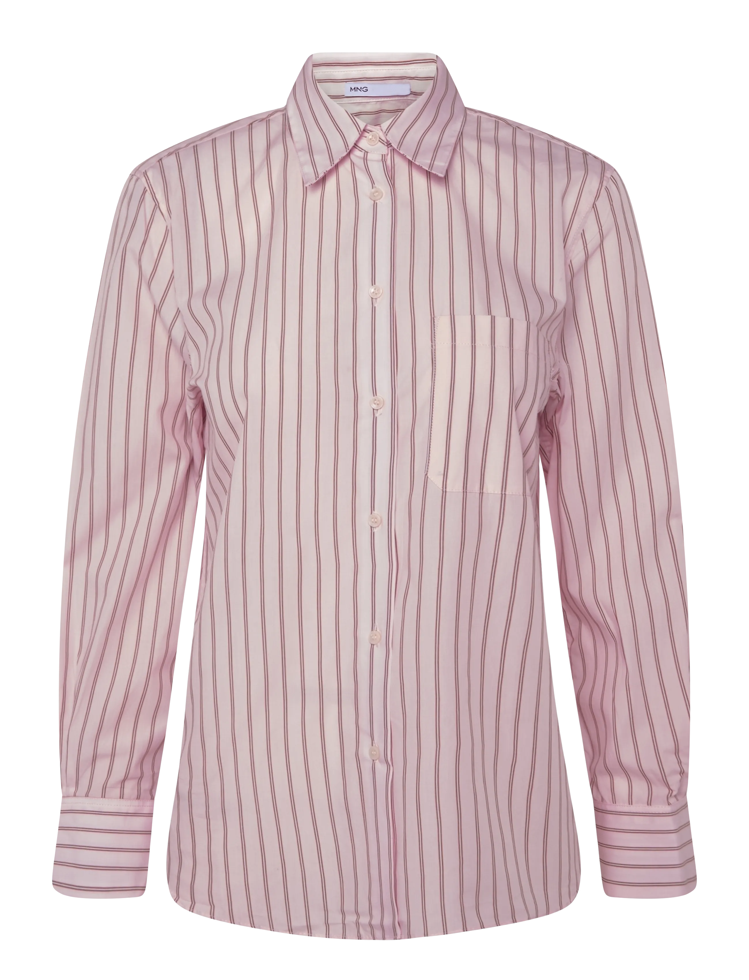 Mango Cotton and lyocell blend straight shirt - Skjorter - PINK / pink/rose