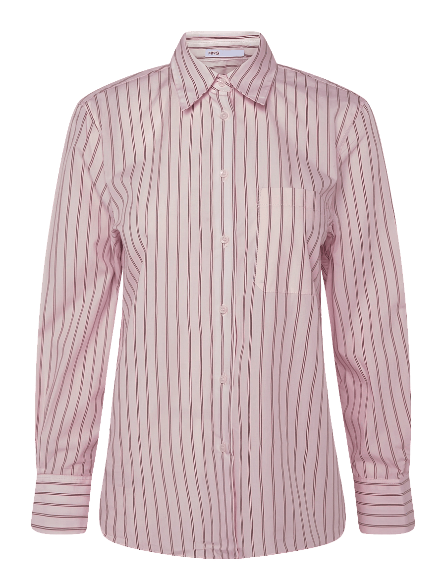 Mango - Cotton and lyocell blend straight shirt - langærmede skjorter - pink - 0