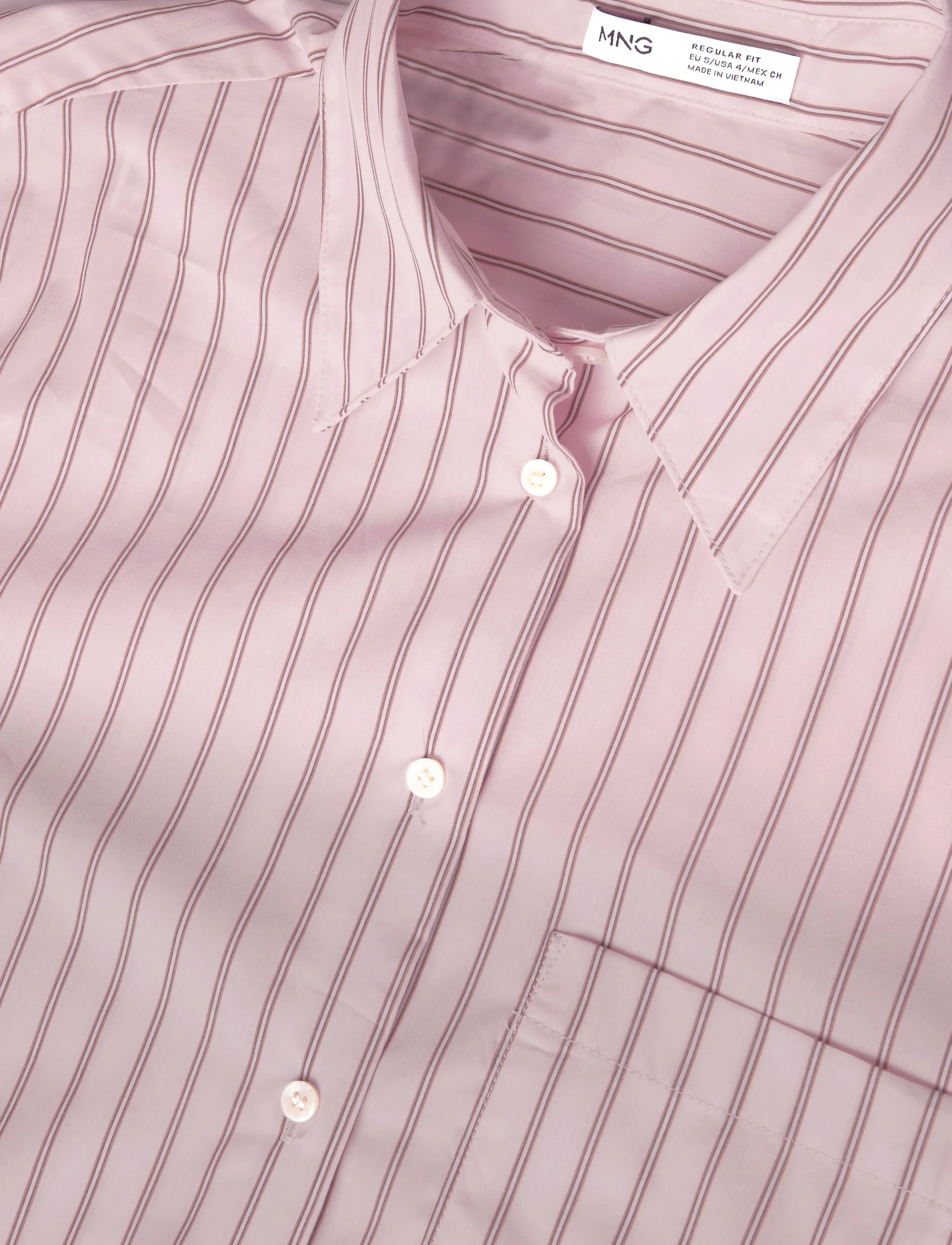 Mango - Cotton and lyocell blend straight shirt - langærmede skjorter - pink - 2