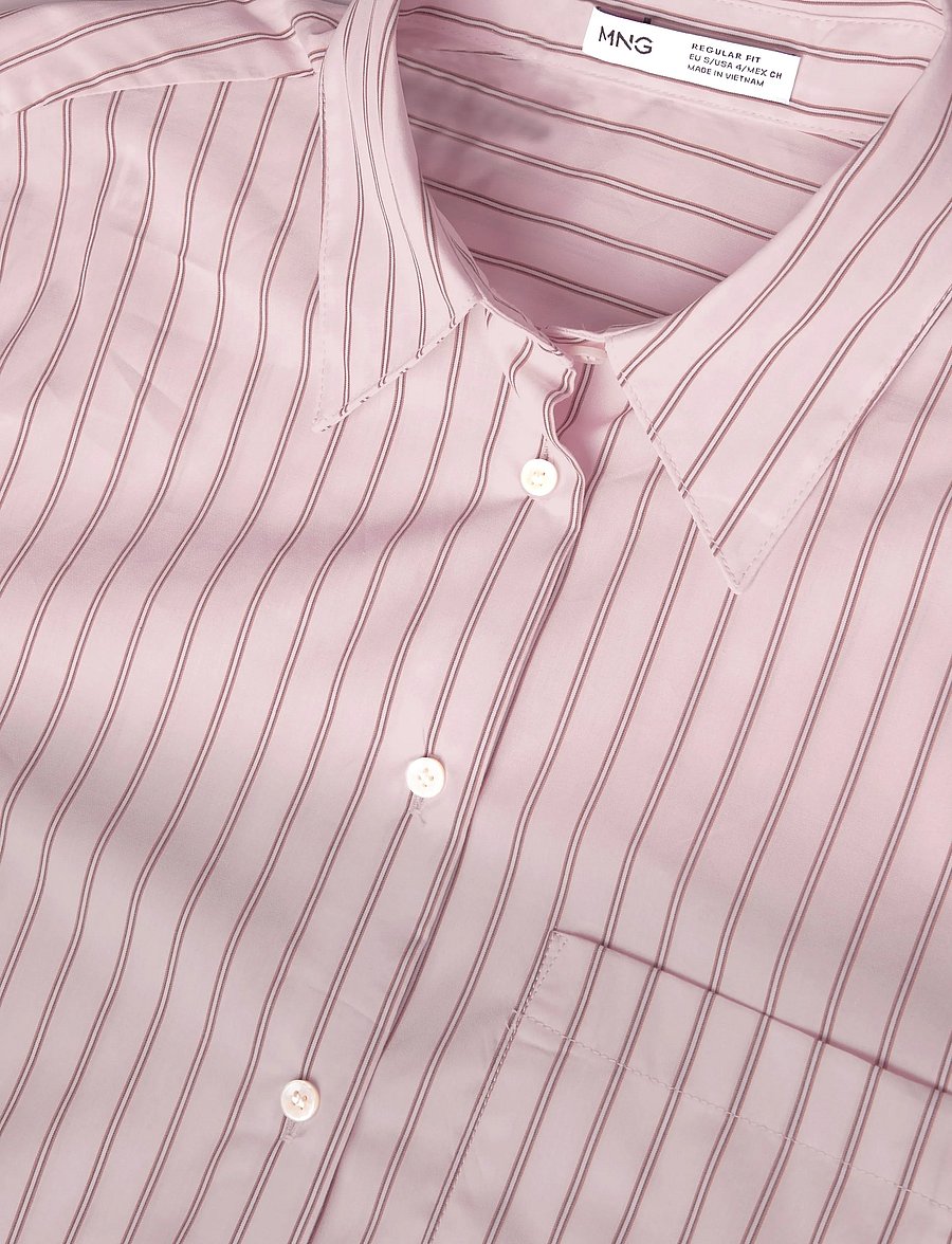 Mango - Cotton and lyocell blend straight shirt - langærmede skjorter - pink - 2
