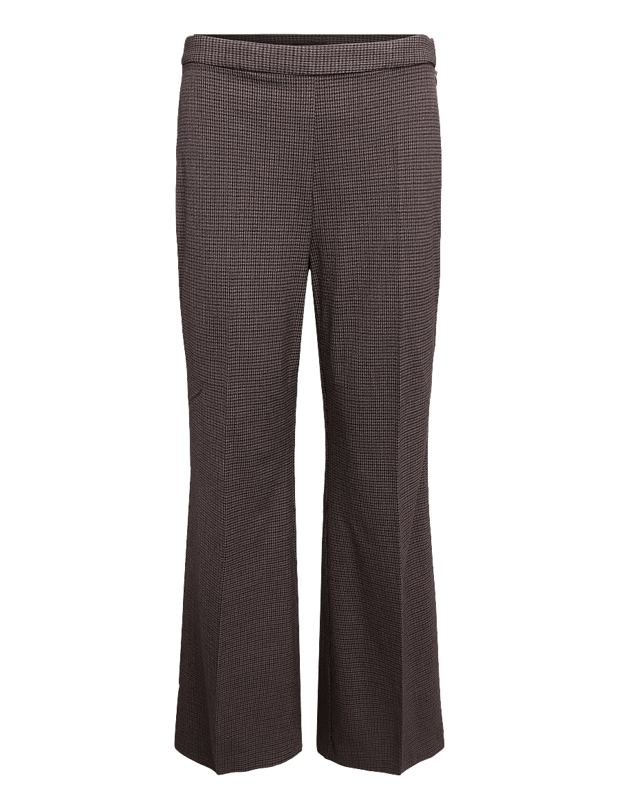 Mango - Houndstooth suit trousers - flare bukser - dark brown - 0