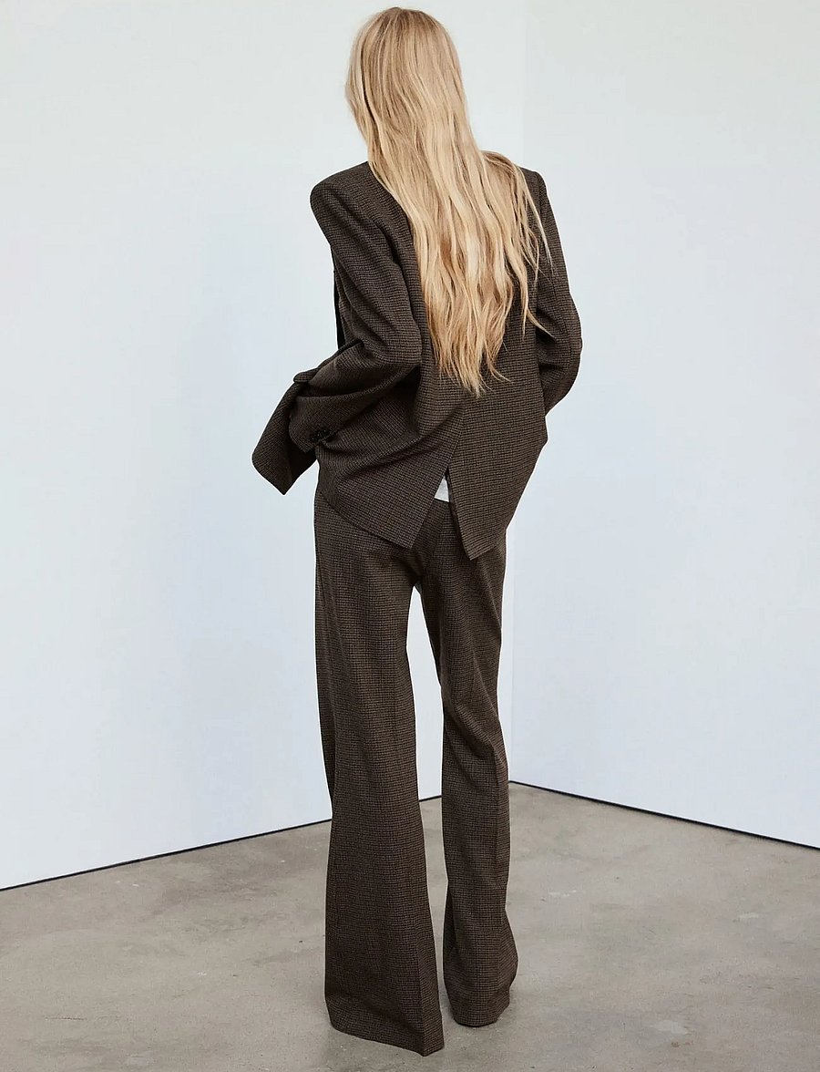 Mango - Houndstooth suit trousers - flare bukser - dark brown - 3