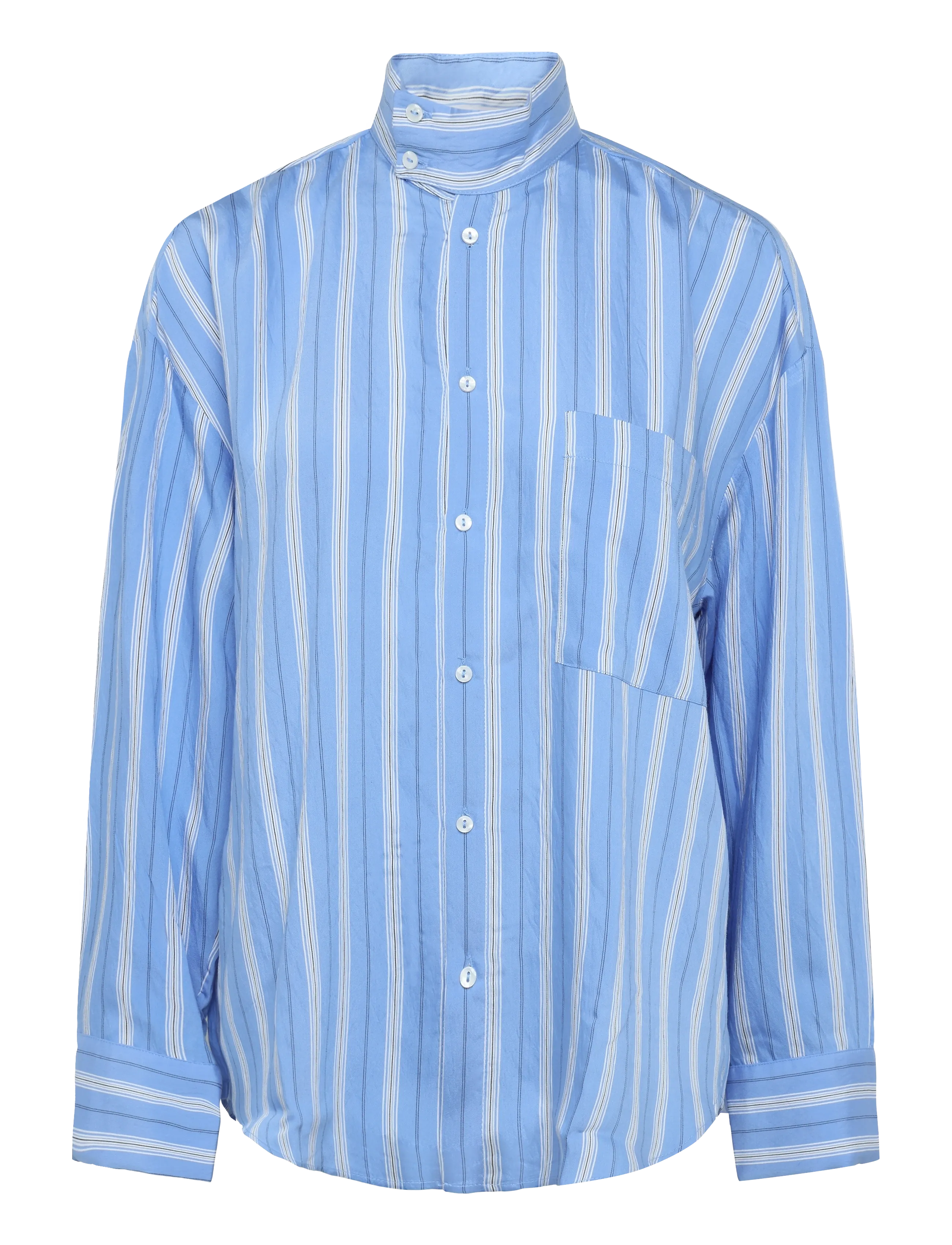 Mango Striped shirt with stand-up collar - Långärmade skjortor - MEDIUM BLUE / blue