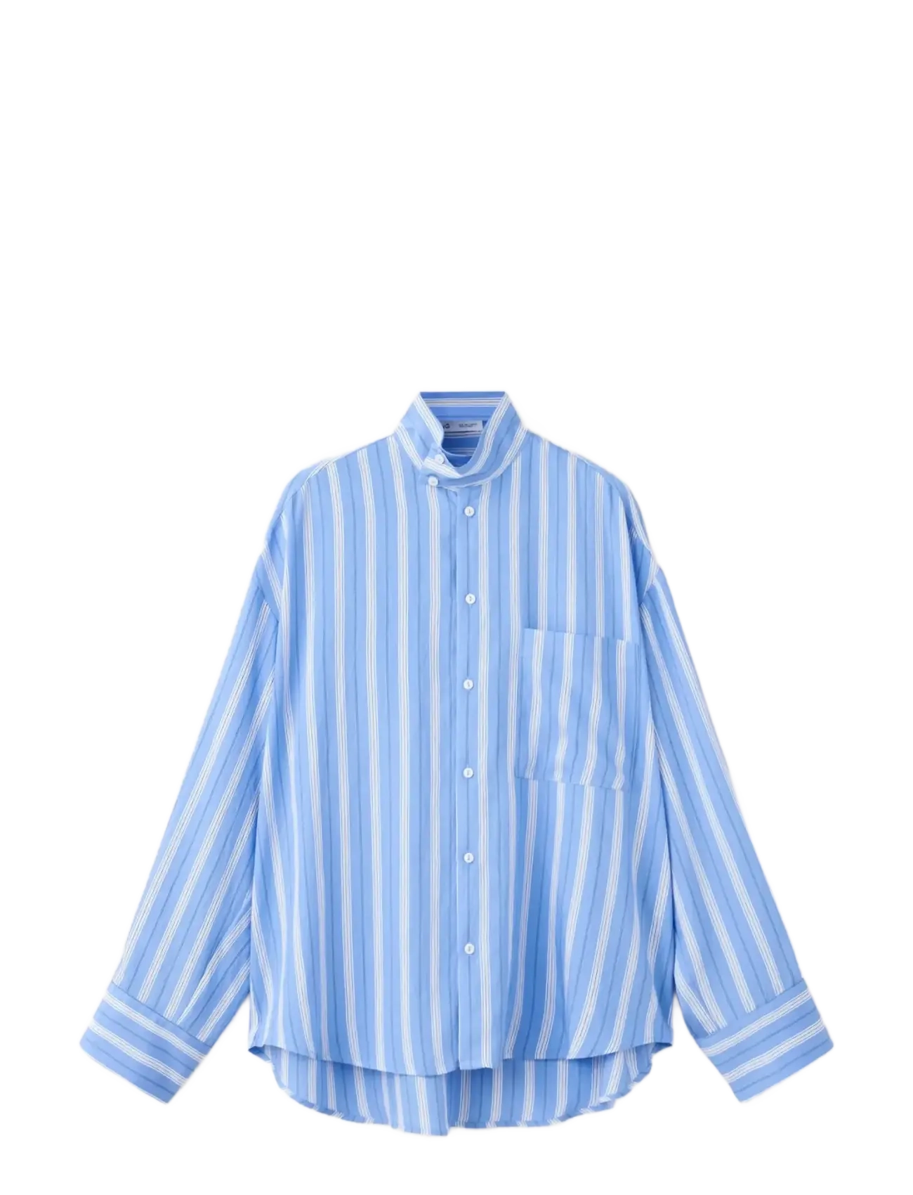 Mango Striped shirt with stand-up collar - Bluser & Skjorter - MEDIUM BLUE / blue