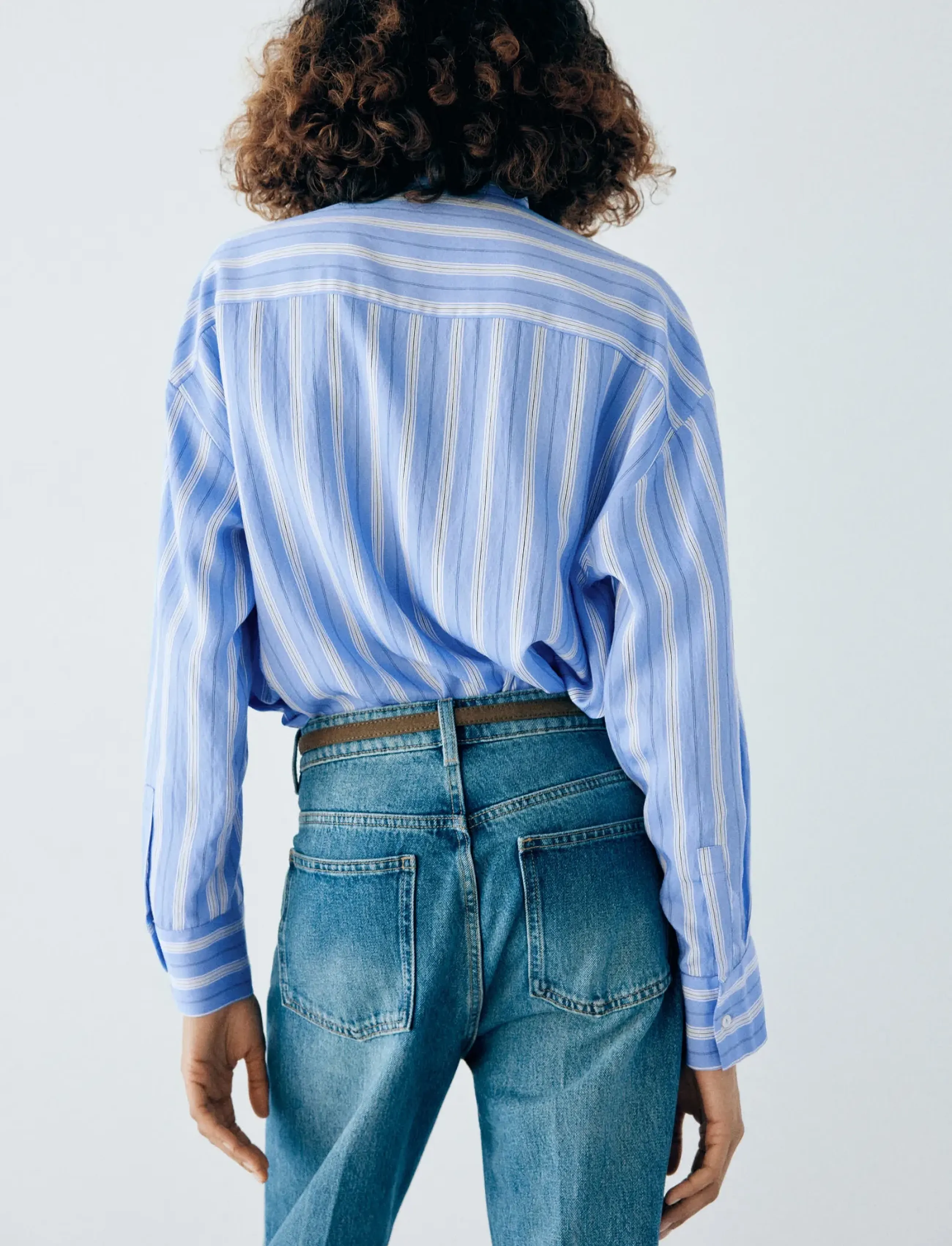 Mango - Striped shirt with stand-up collar - langærmede skjorter - medium blue - 2