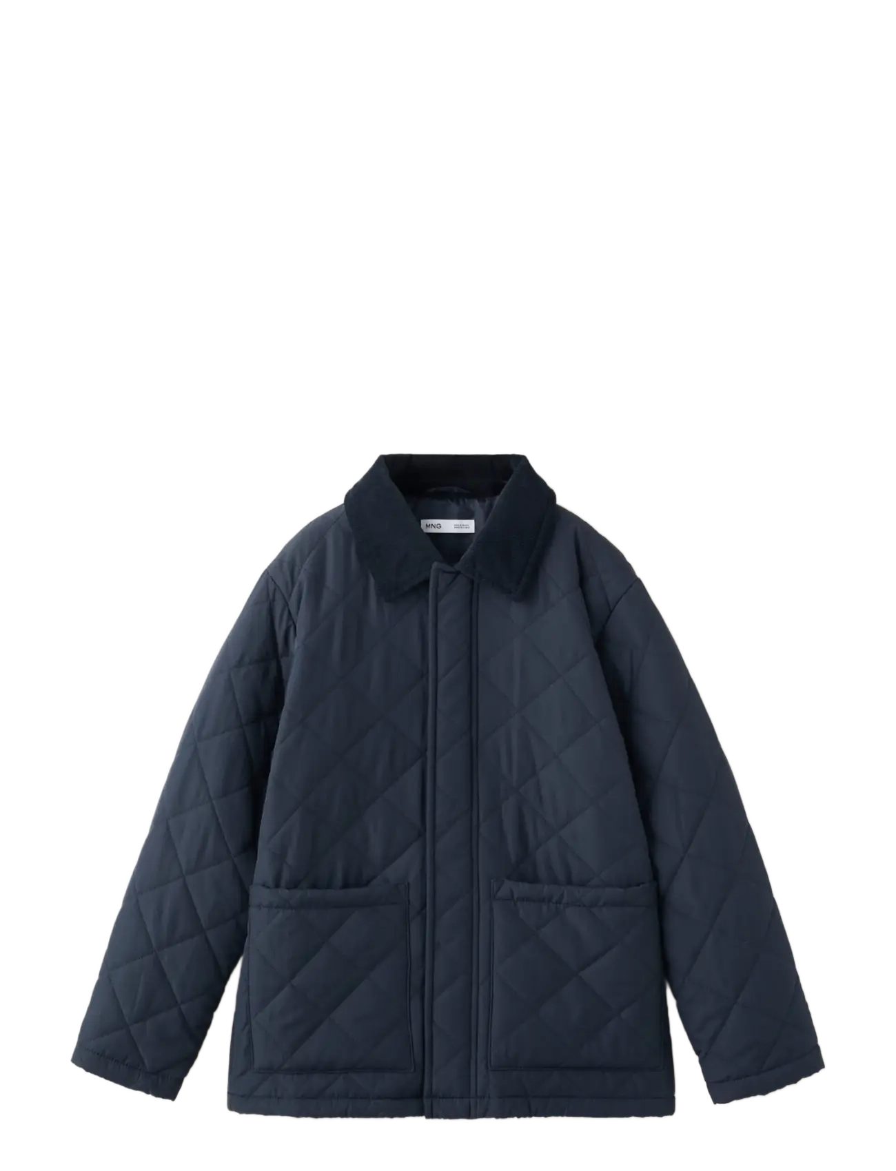 Mango Quilted Jacket With Corduroy Collar, 12, Jackets & Coats, Marineblau - Jackets, Kinder