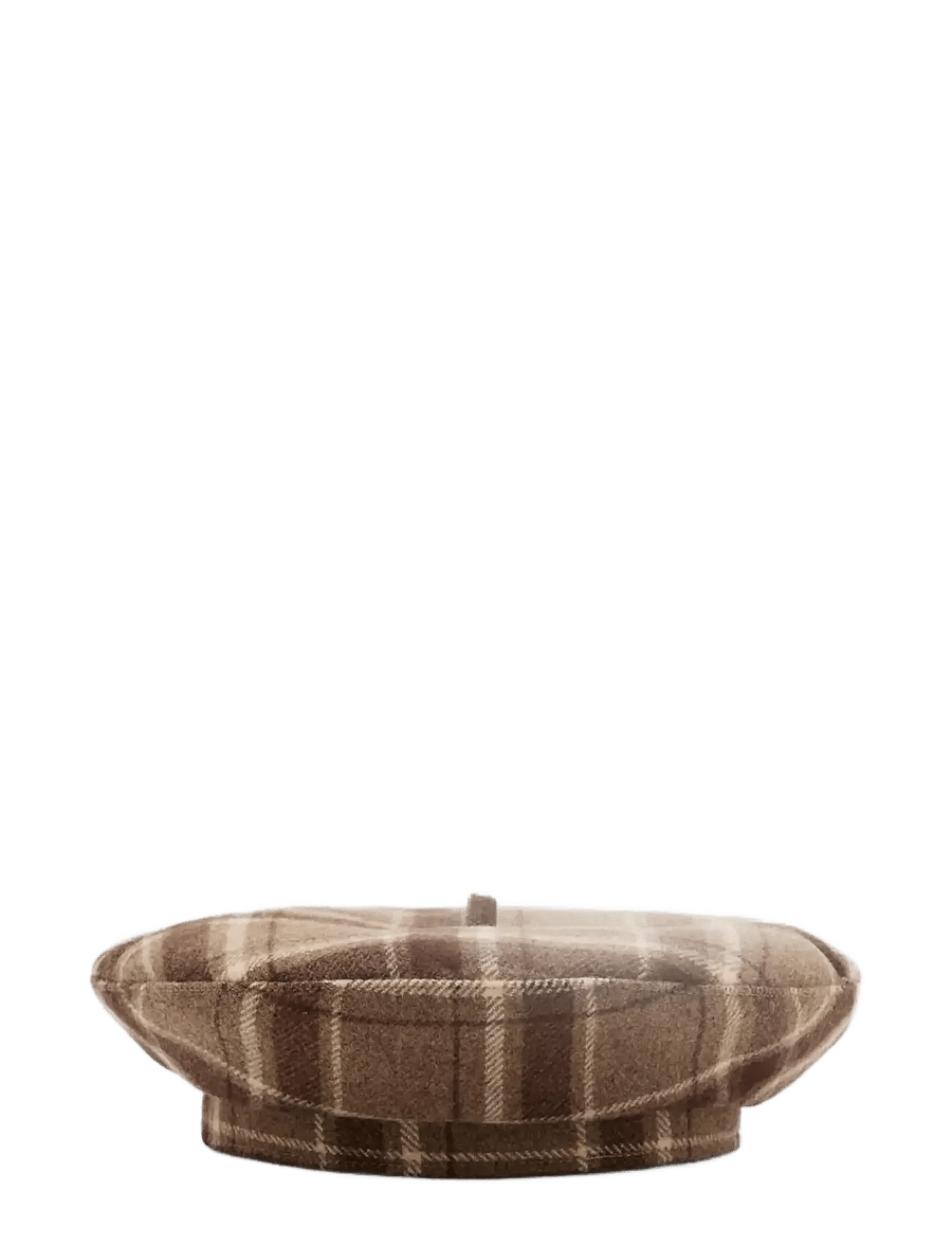 Mango - Wool-blend checked beret - hatte - brown - 0