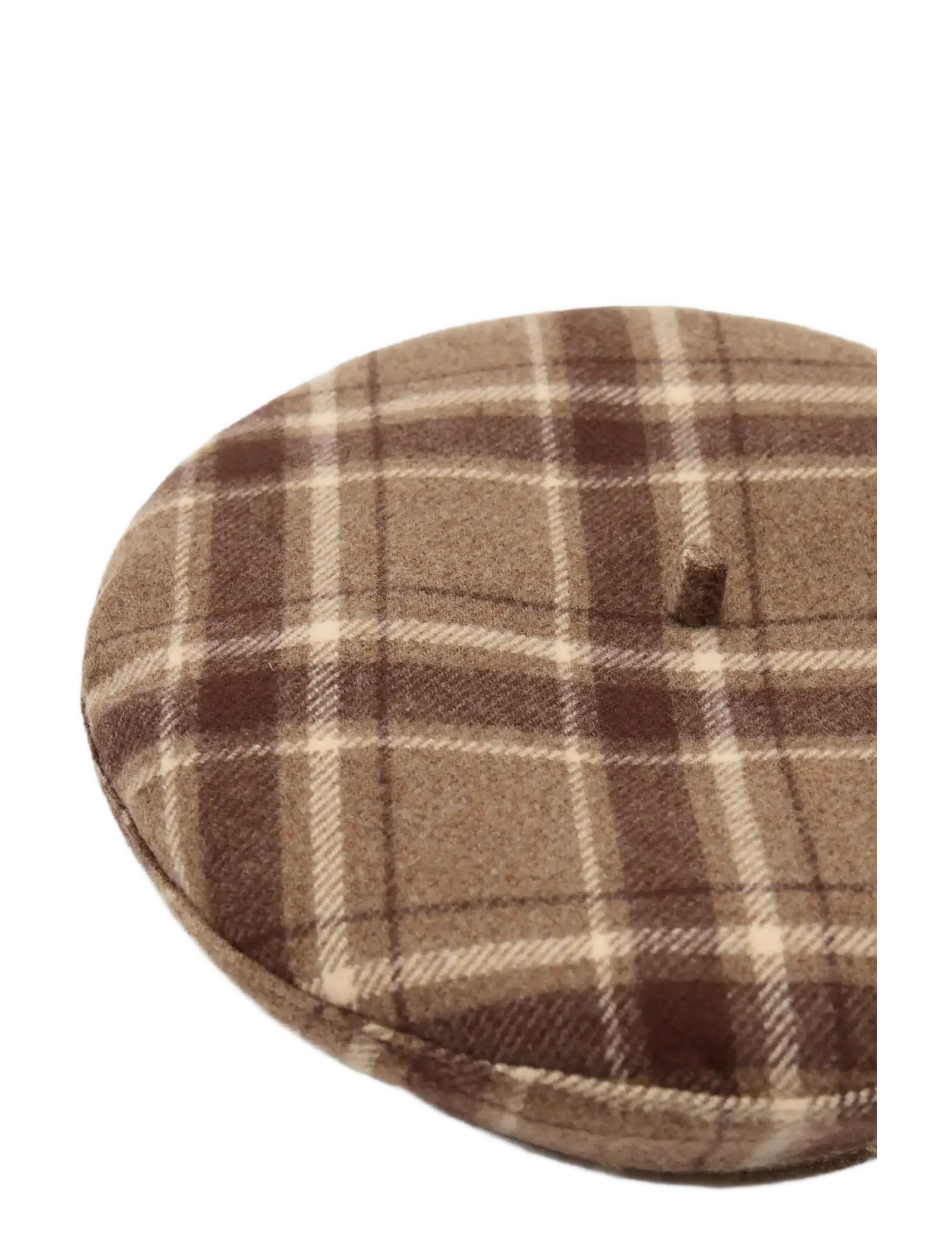 Mango - Wool-blend checked beret - hatte - brown - 1