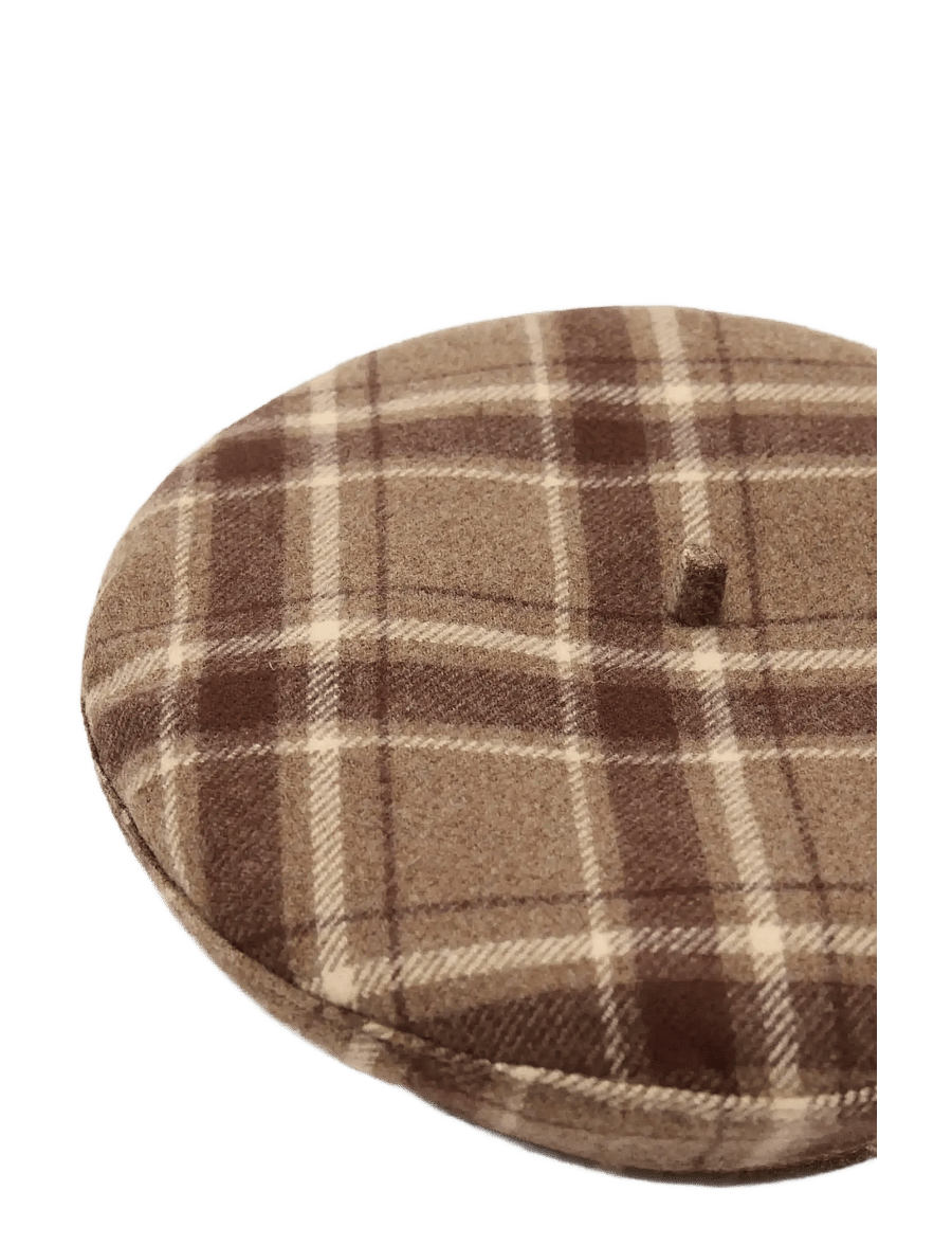Mango - Wool-blend checked beret - hatte - brown - 1