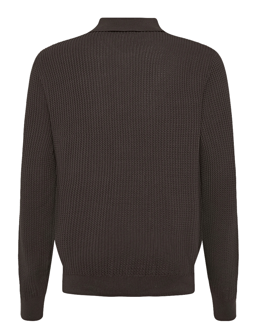 Mango - Ribbed knitted cardigan - koftor - dark brown - 1