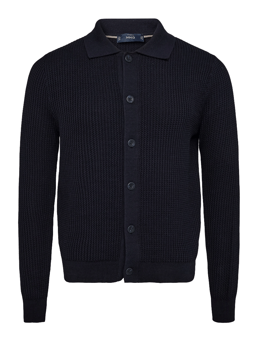 Mango - Ribbed knitted cardigan - koftor - navy - 1
