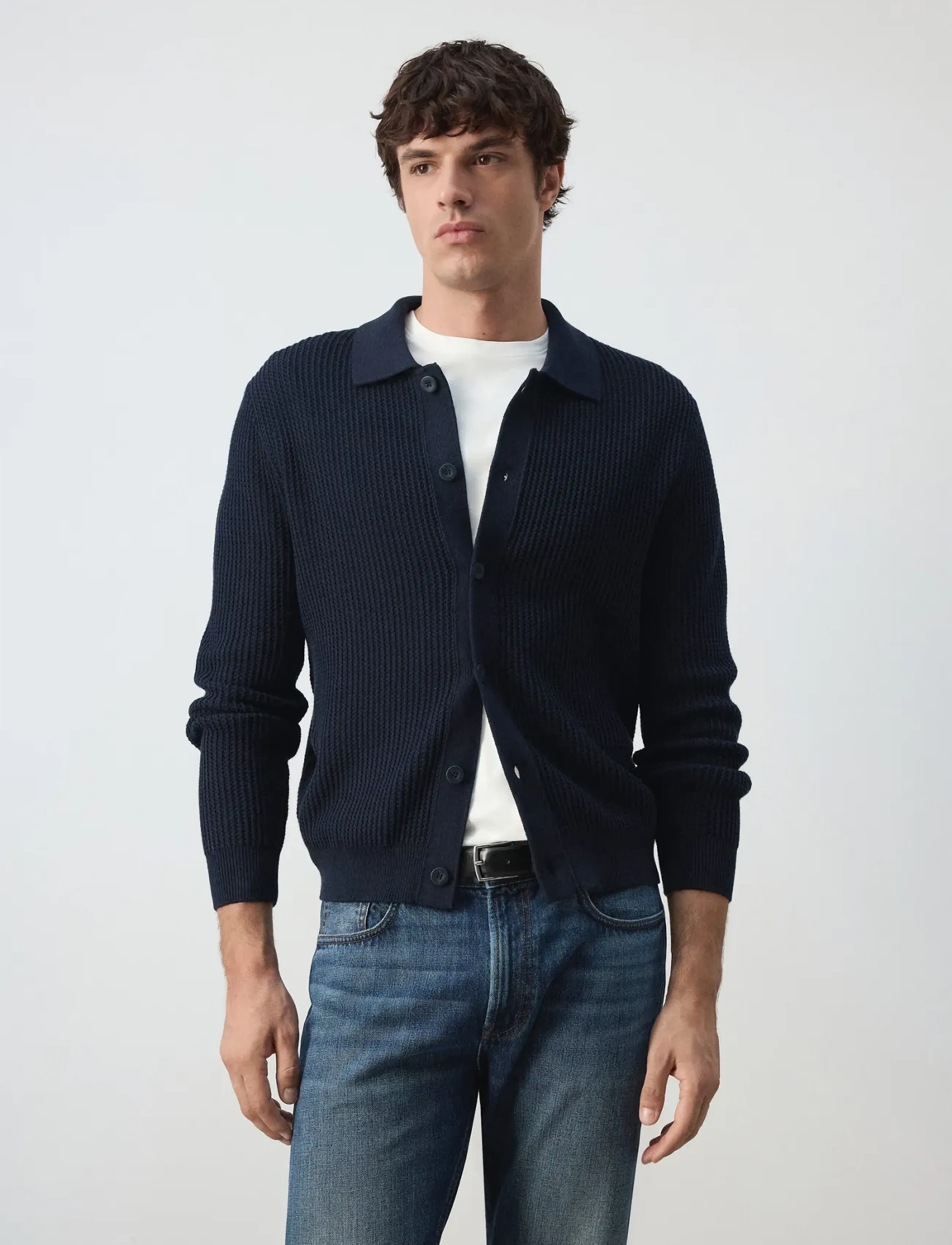 Mango Ribbed knitted cardigan - Mango - NAVY / navy