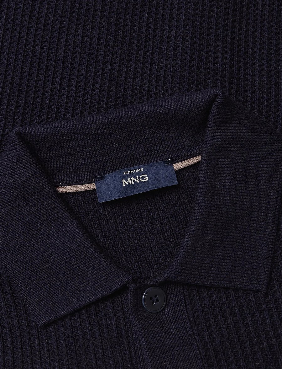 Mango - Ribbed knitted cardigan - koftor - navy - 4