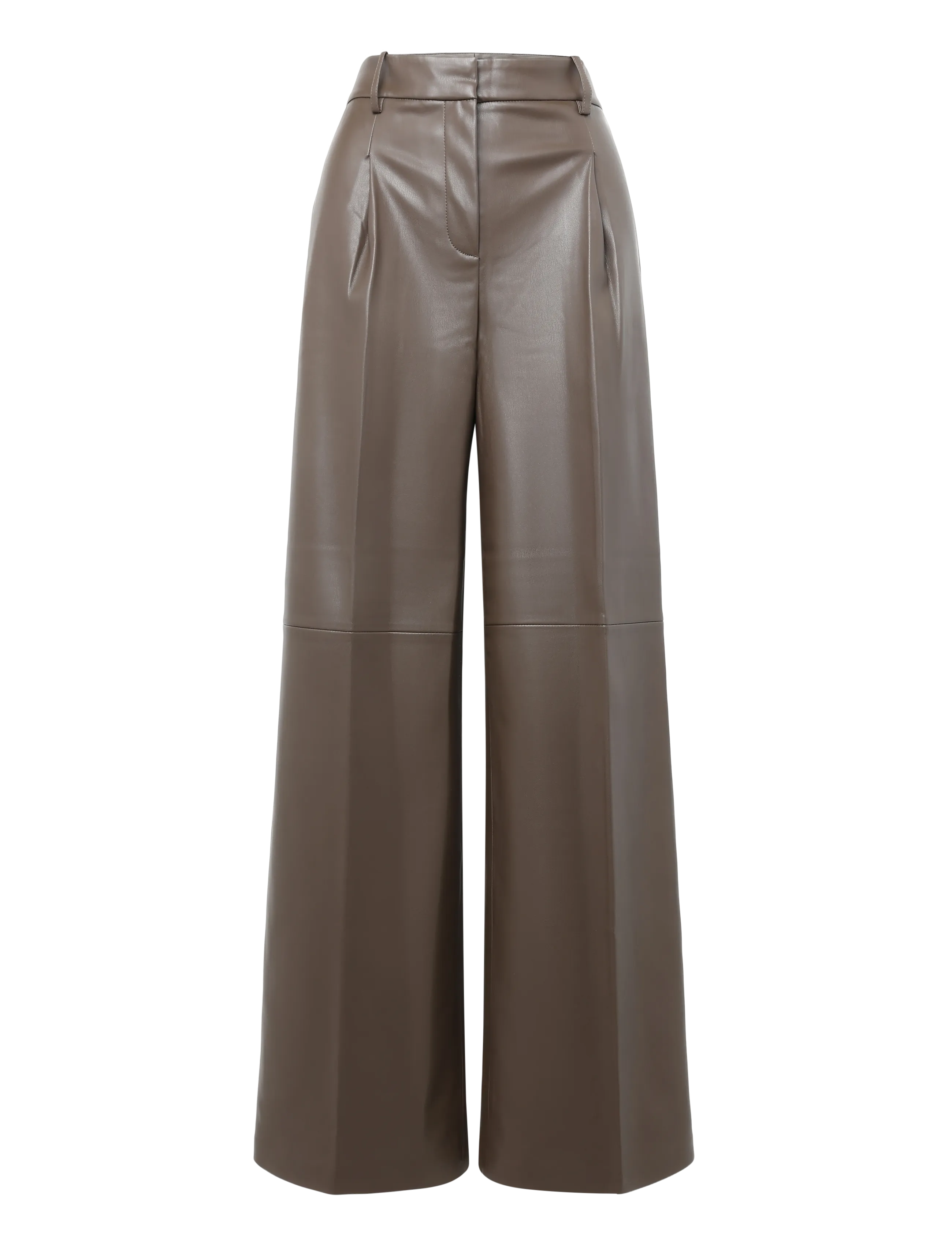 Mango Wide Leg Faux-Leather Trousers, 34, Braun - Leg, Frauen