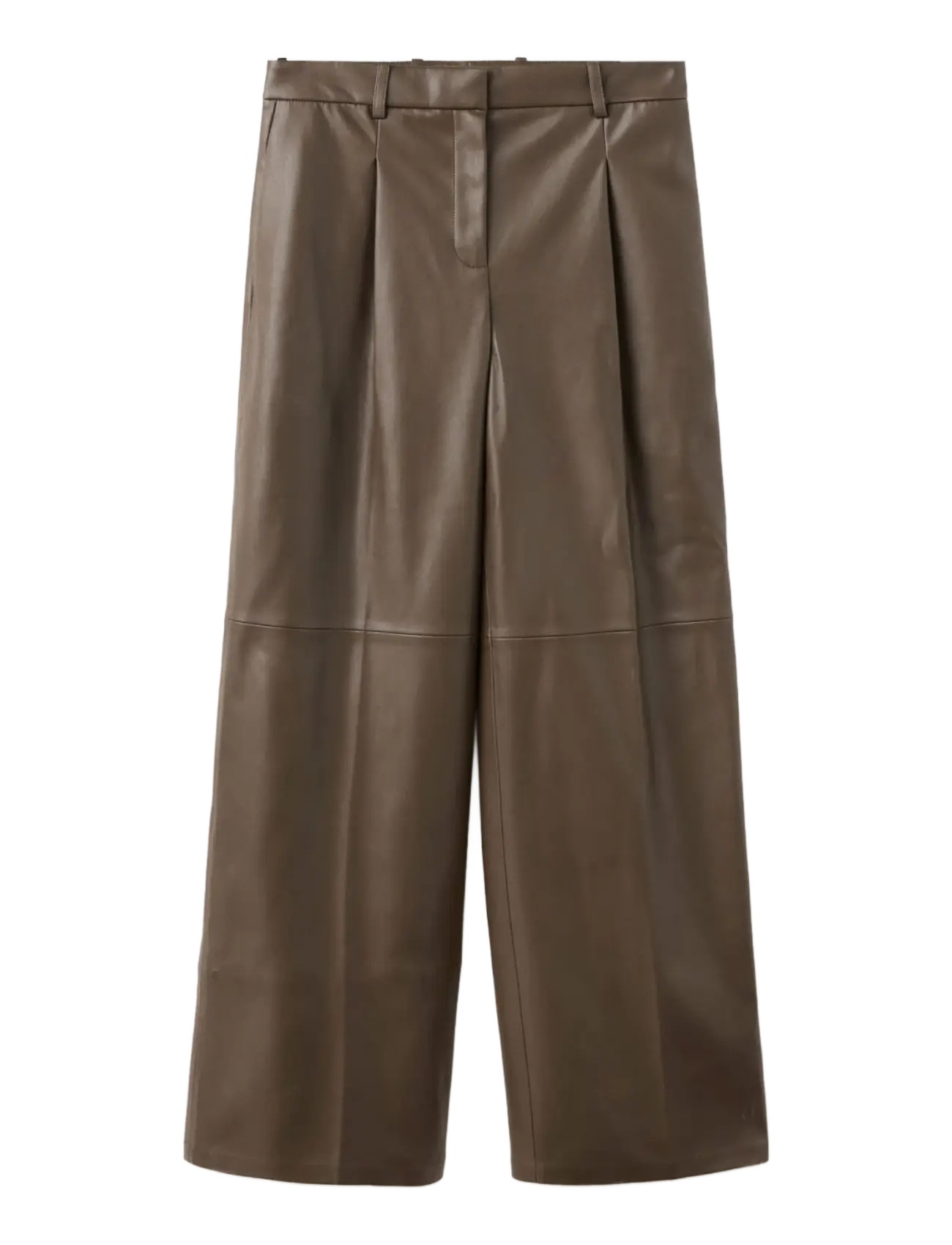 Mango Wide leg faux-leather trousers - Bukser - MEDIUM BROWN / brown