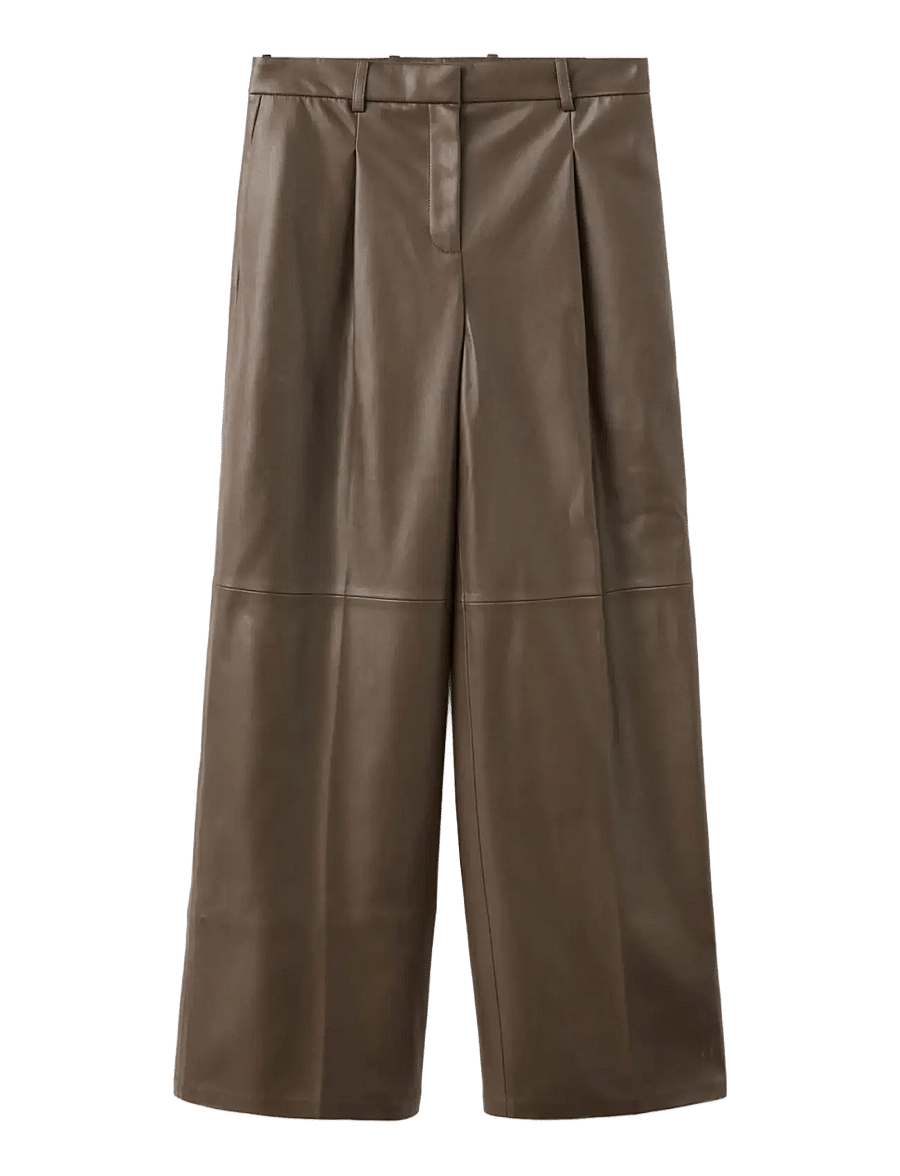 Mango - Wide leg faux-leather trousers - vida byxor - medium brown - 0