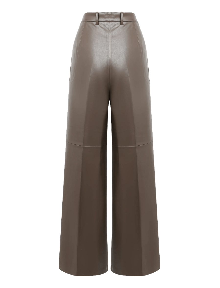 Mango - Wide leg faux-leather trousers - bukser med brede ben - medium brown - 2