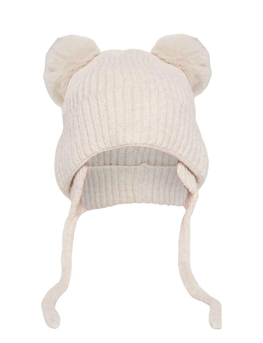Mango - Pom pom cable-knit beanie - vintermössor - lt pastel brown - 0