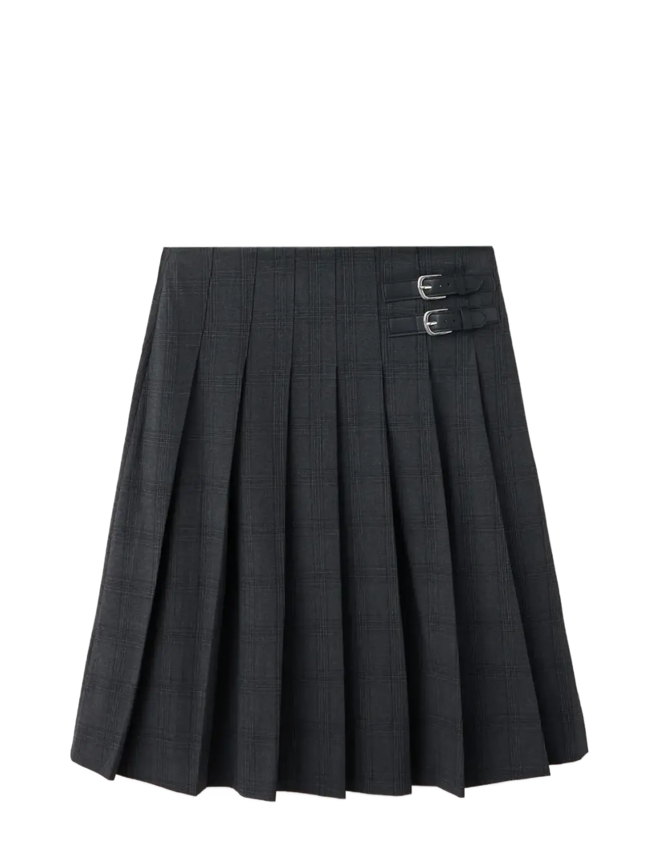 Mango Pleated check skirt - Kläder - GREY / grey