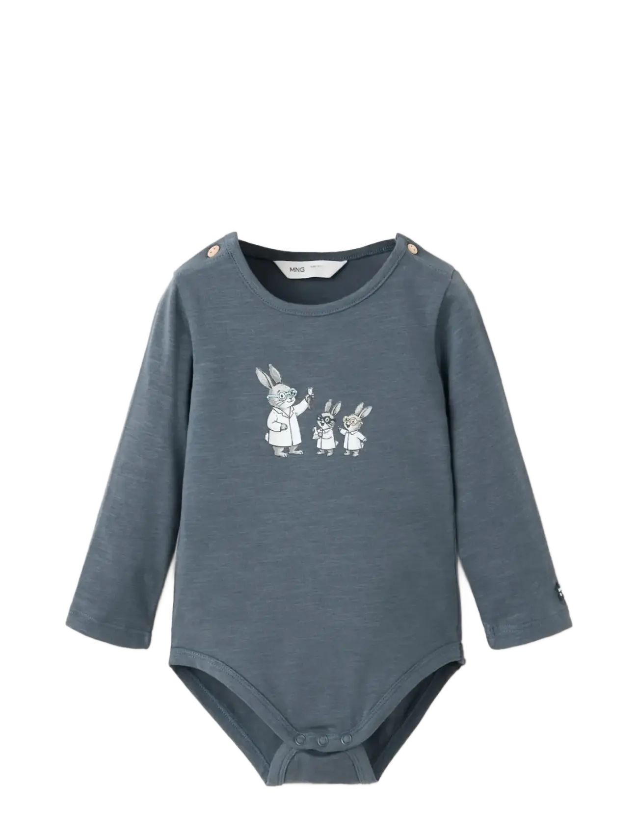 Mango Cotton bodysuit with printed detail - Mango - MEDIUM BLUE / blue