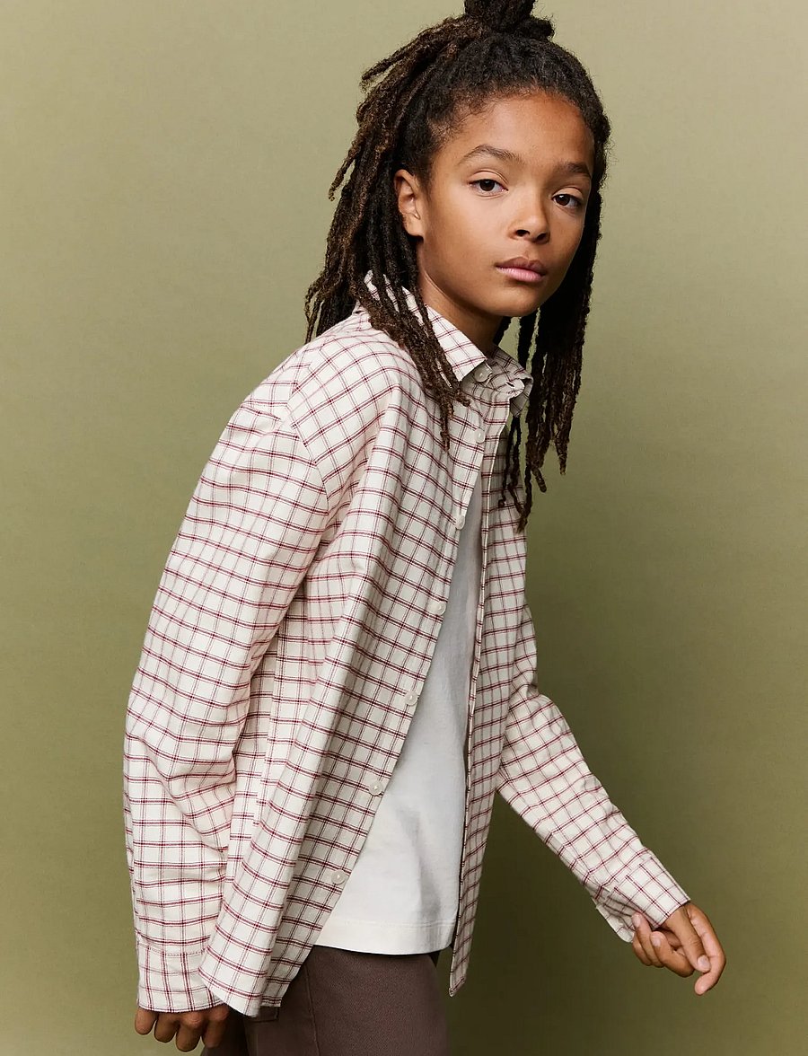 Mango - Checked flannel shirt - langærmede skjorter - light beige - 0