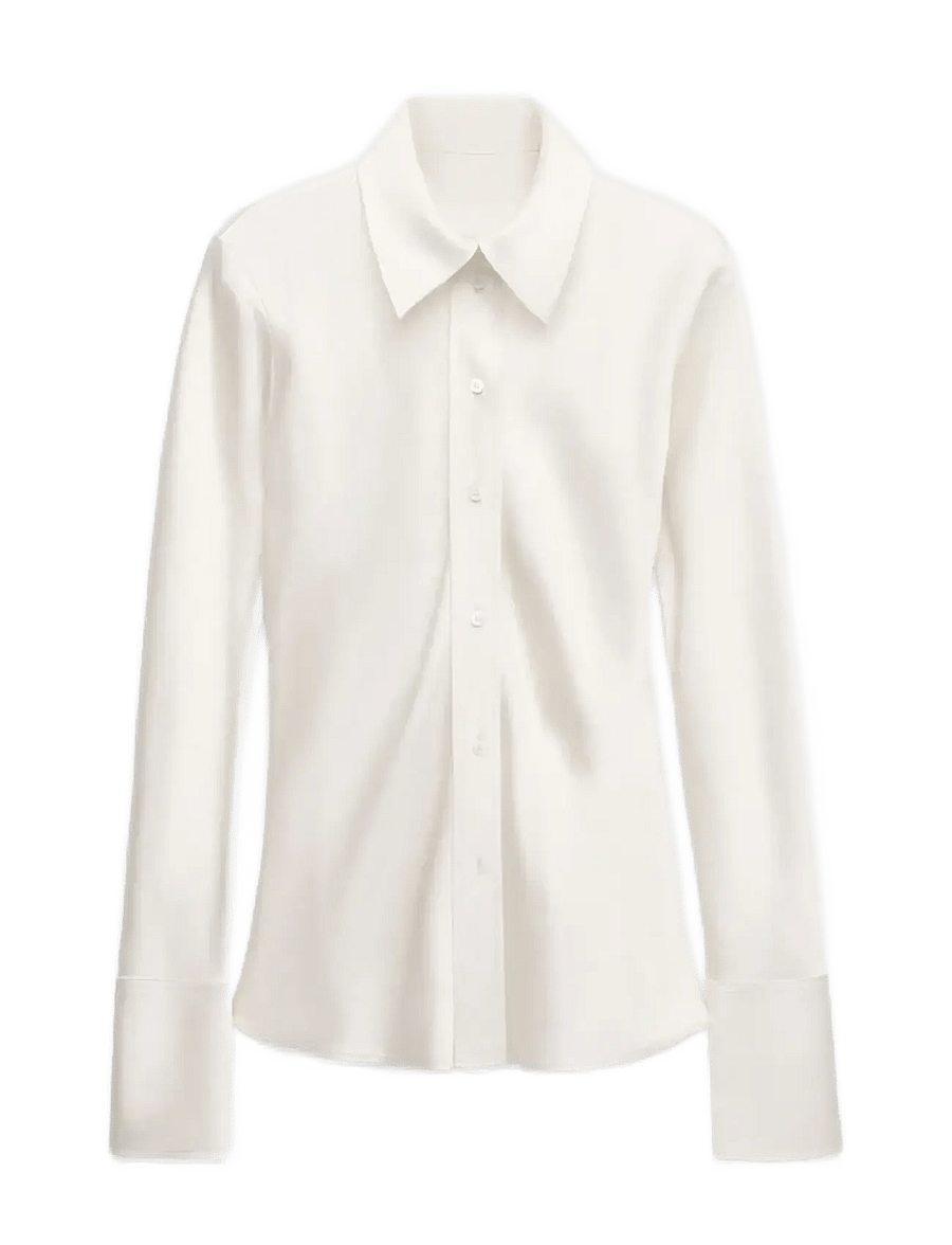 Mango - Satin shirt with bow at the back - långärmade skjortor - light beige - 1