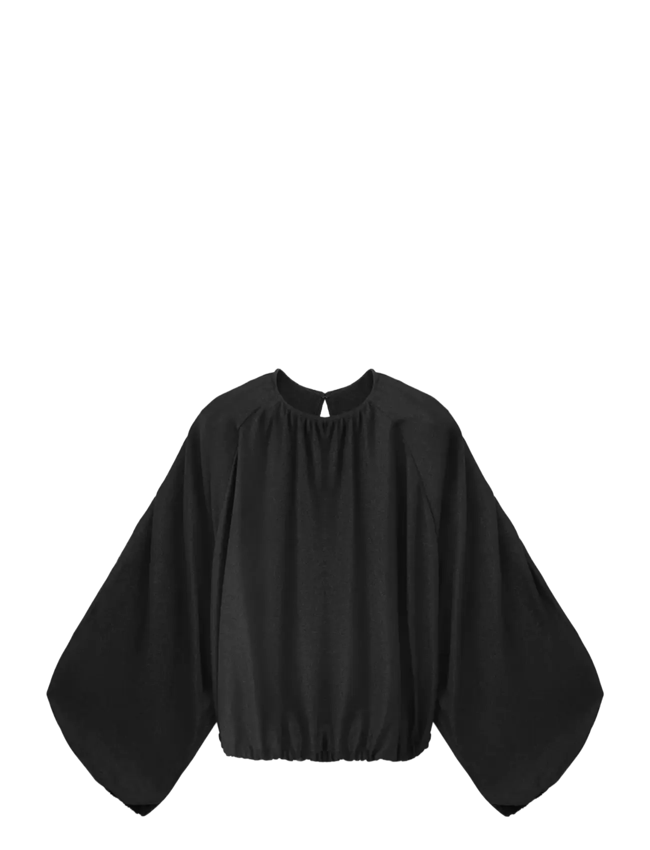 Mango - Lurex gathered blouse - langærmede bluser - black - 1