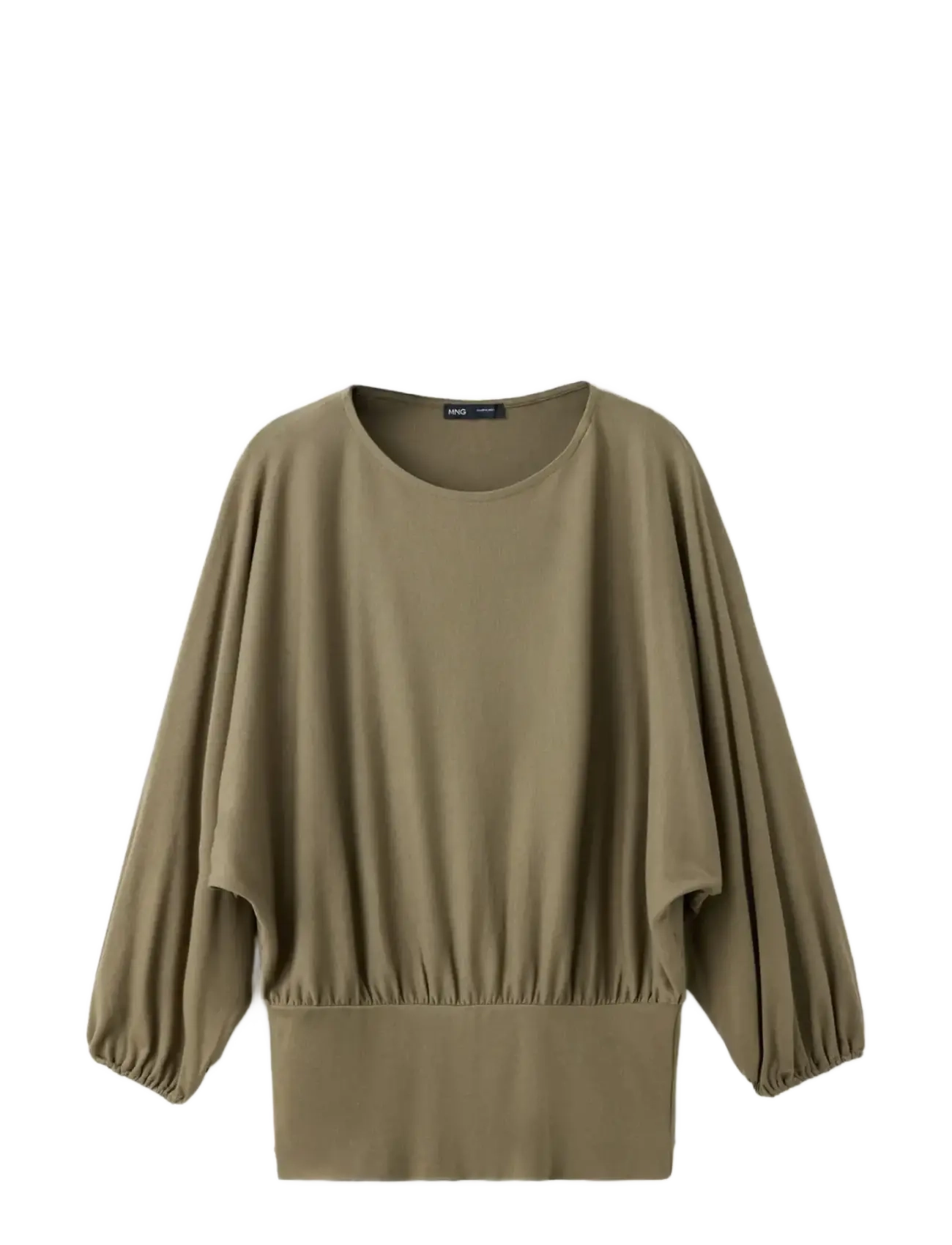 Mango Gathered blouse with wide elasticated waistband - Langærmede bluser - BEIGE - KHAKI / khaki/green
