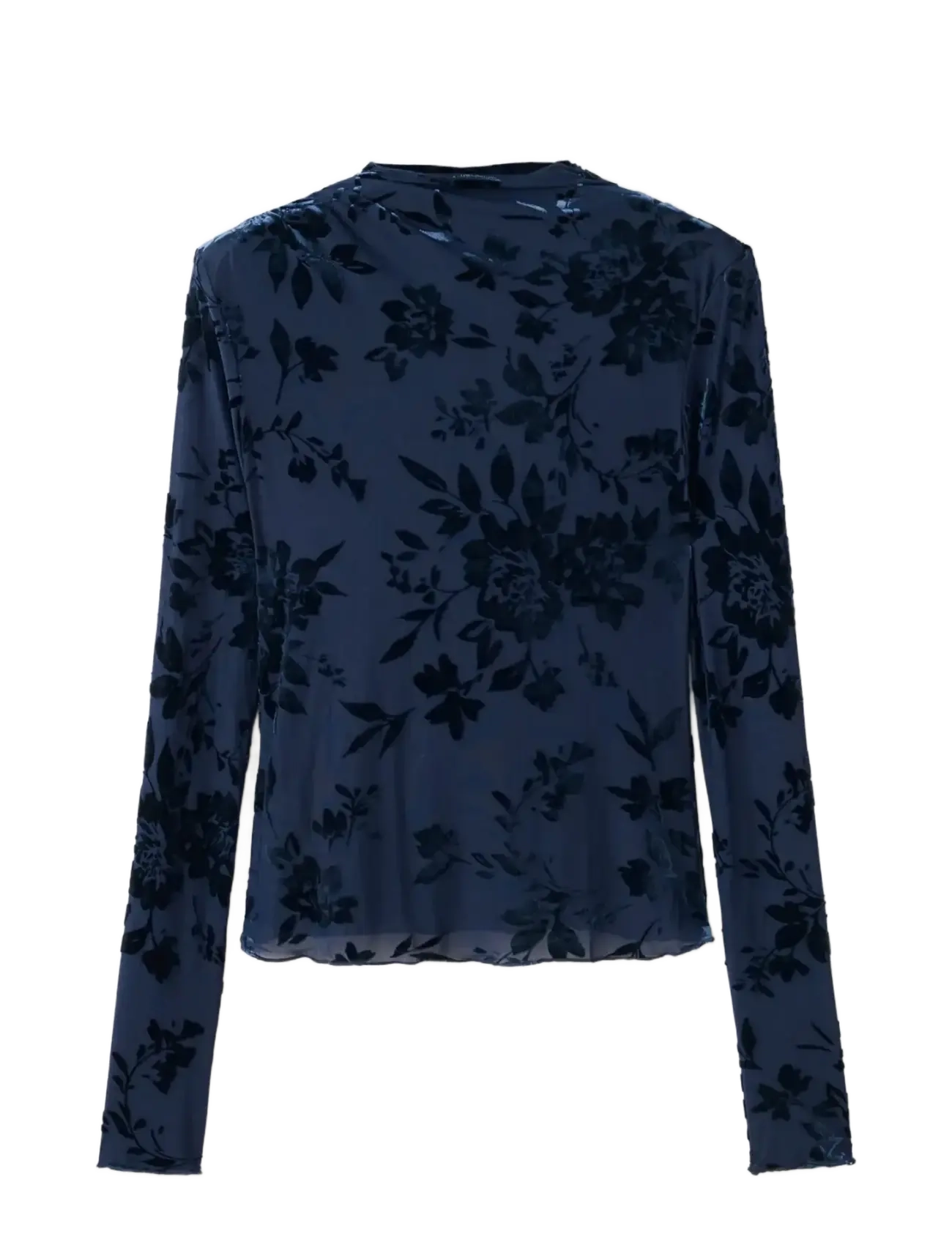 Mango Devoré high-neck top - Festtoppar - NAVY / navy