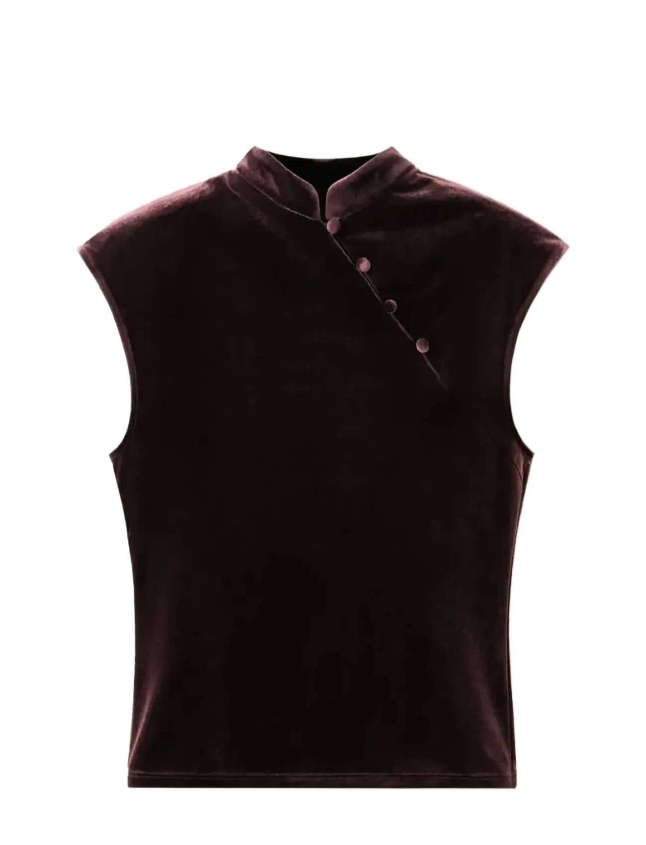 Mango - Velvet top with buttons - kortærmede bluser - dark red - 1