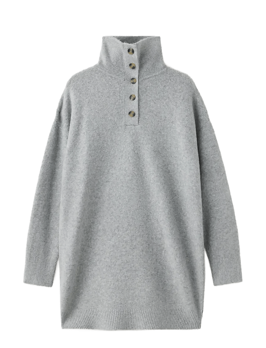 Mango - Short knitted dress - stickade klänningar - grey - 1
