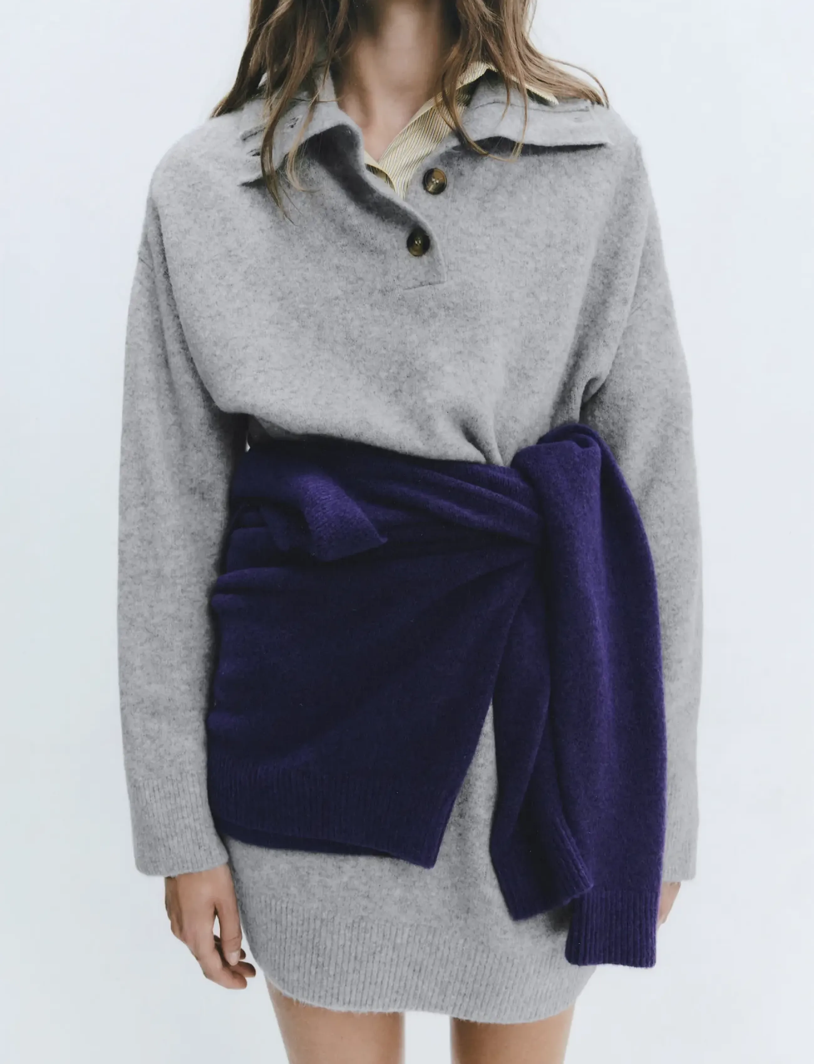 Mango Short knitted dress - Stickade klänningar - GREY / grey