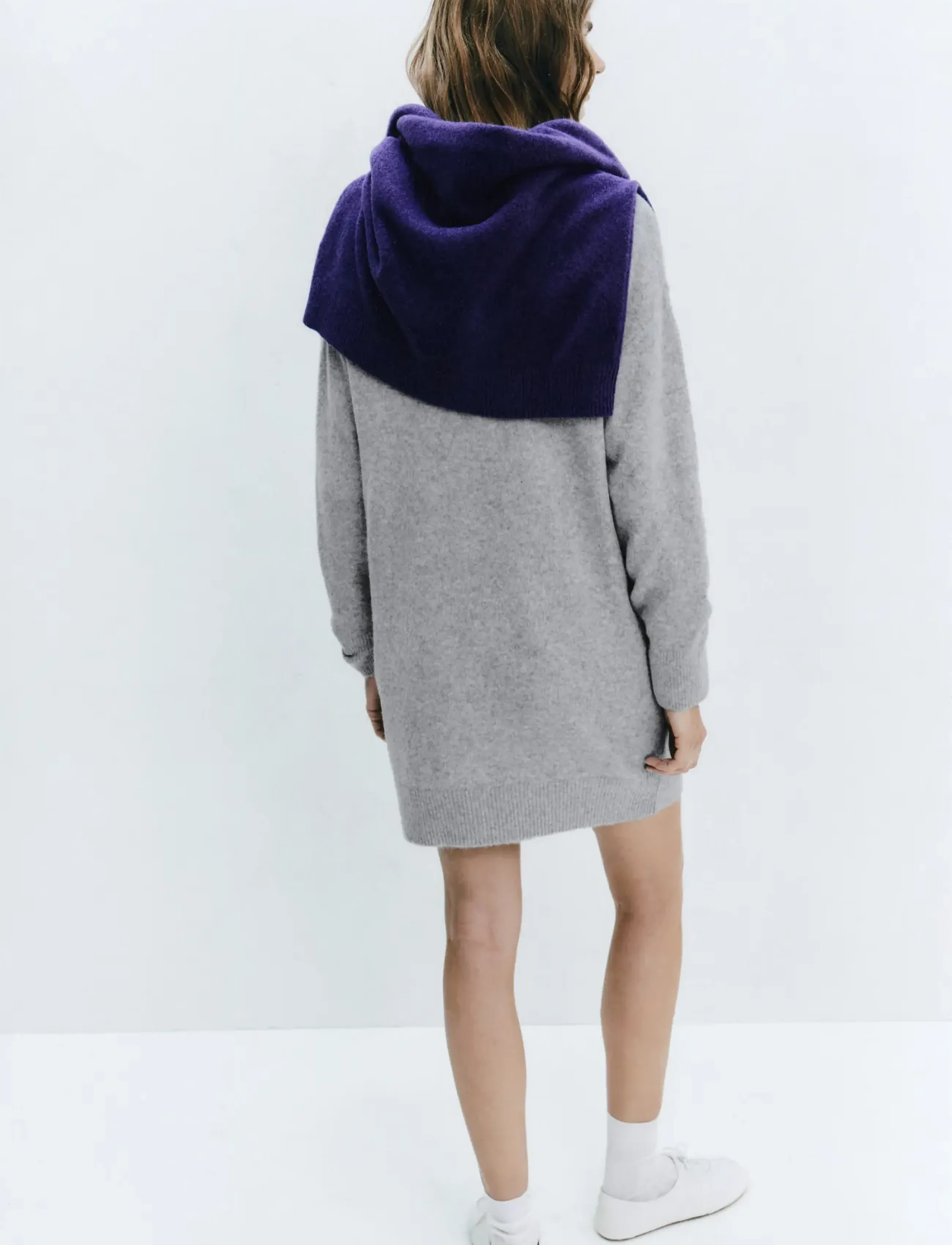 Mango - Short knitted dress - stickade klänningar - grey - 2