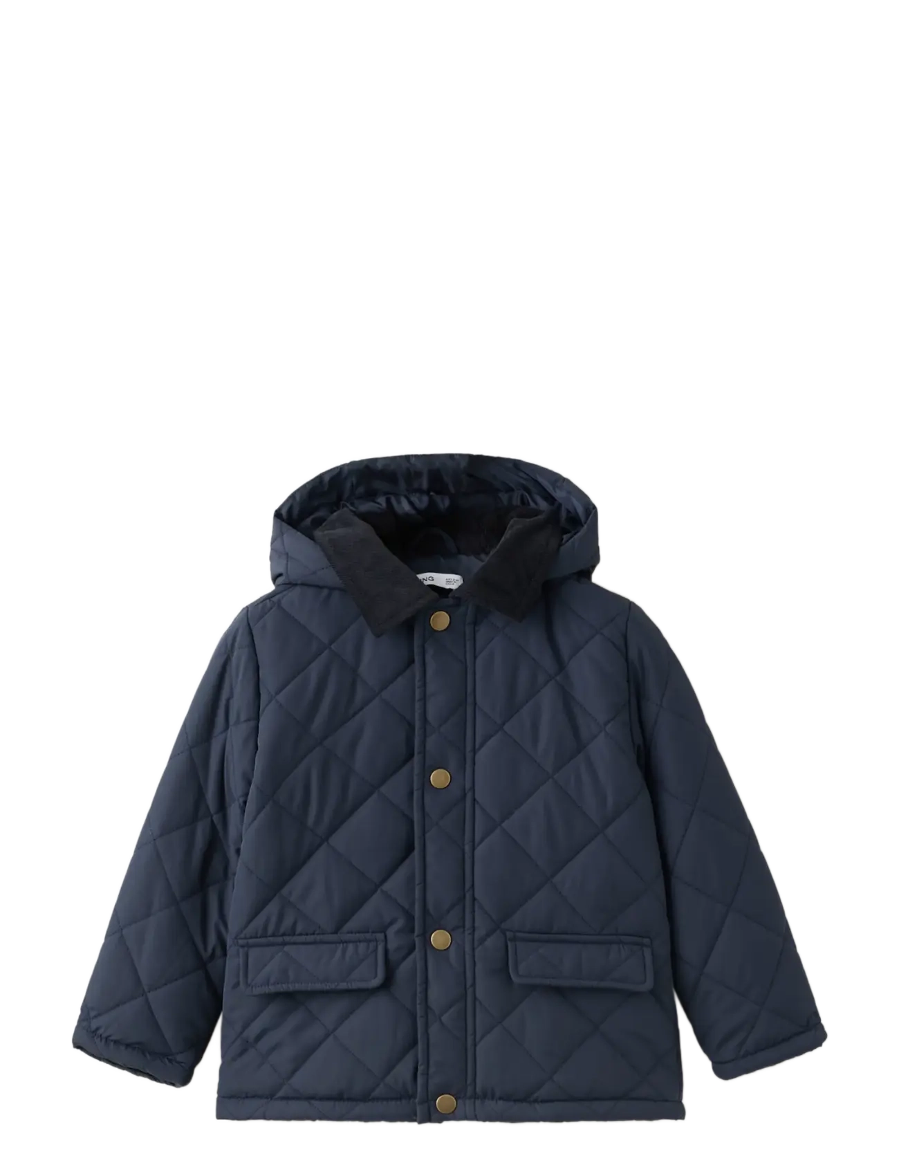Mango Quilted Jacket With Corduroy Collar, 104, Thermo Oberbekleidung, Marineblau - Jackets, Kinder