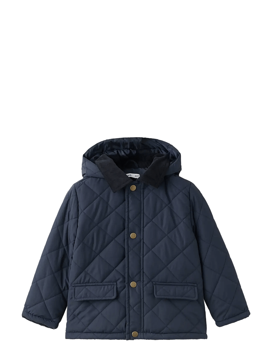 Mango - Quilted jacket with corduroy collar - quiltade jackor - navy - 0
