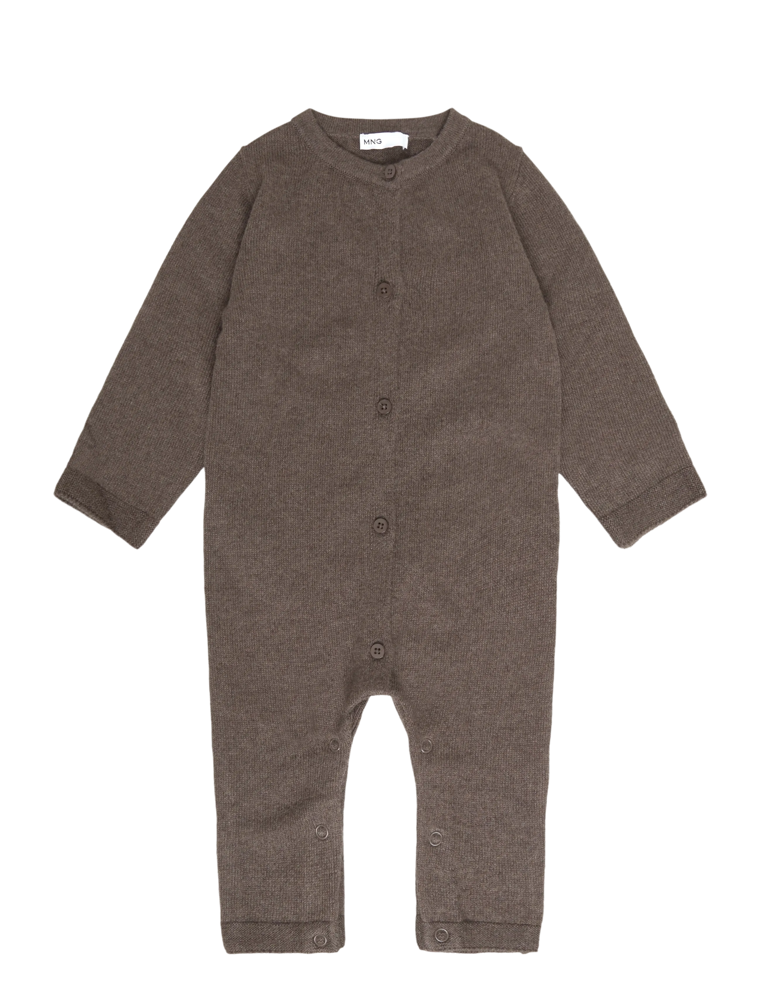 Mango Single-knit button-up jumpsuit - Tøj - DARK BROWN / brown