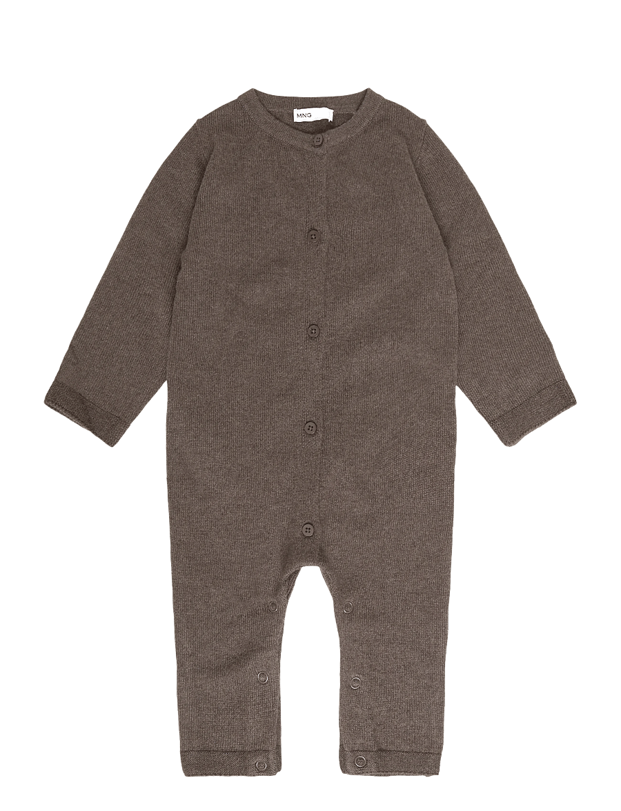 Mango - Single-knit button-up jumpsuit - buksedragter - dark brown - 0