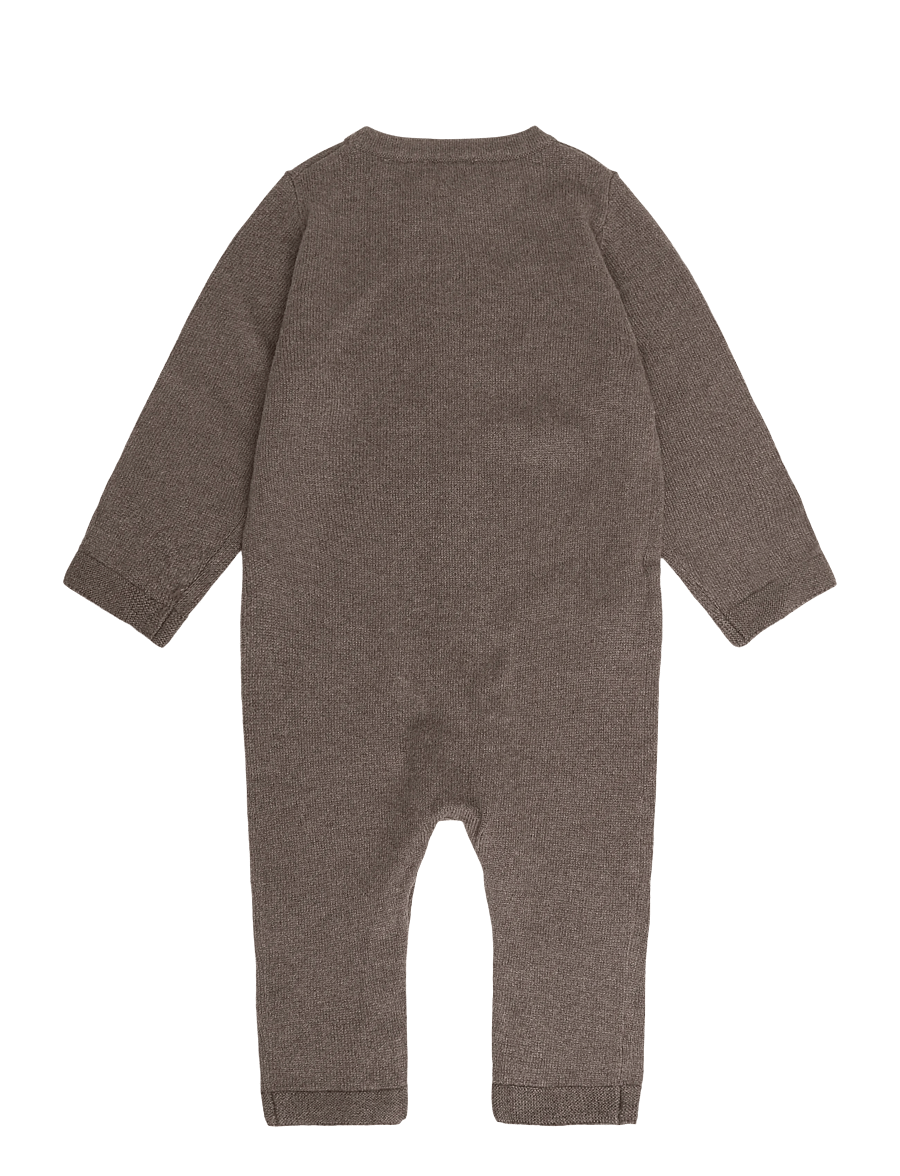 Mango - Single-knit button-up jumpsuit - buksedragter - dark brown - 1