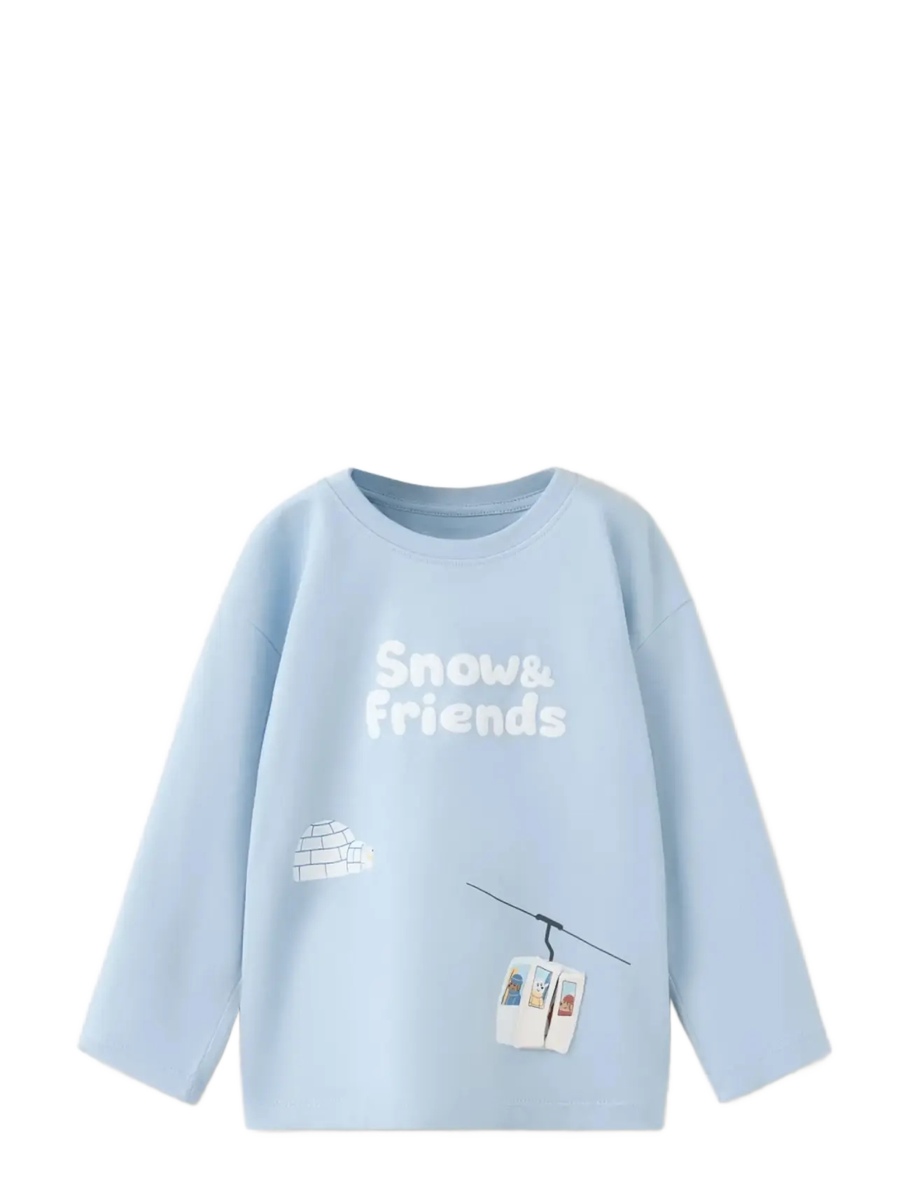 Mango Cotton T-shirt with print detail - Toppe og t-shirts - LT-PASTEL BLUE / blue