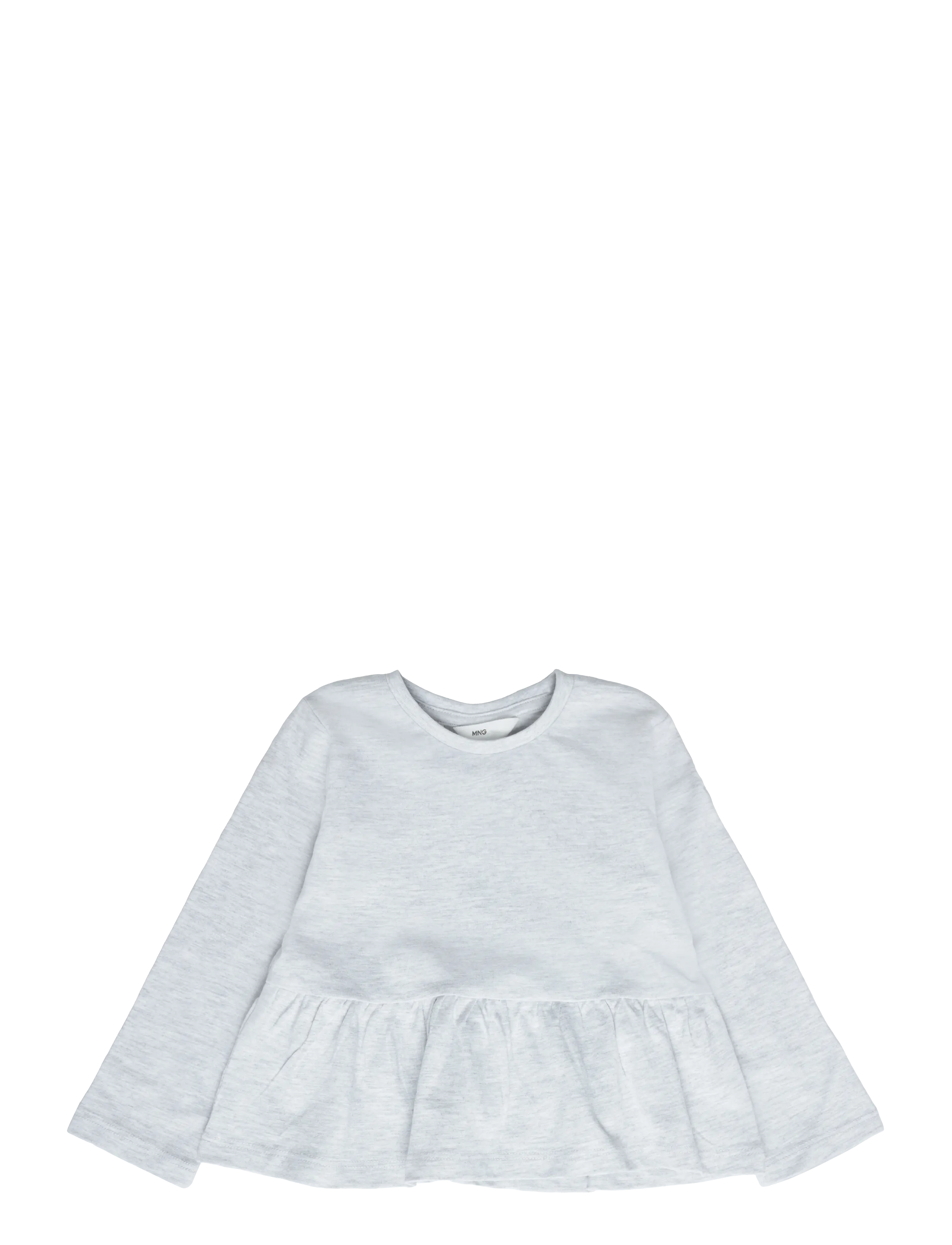 Mango Ruffle cotton T-shirt - Langærmede T-shirts - LT PASTEL GREY / grey