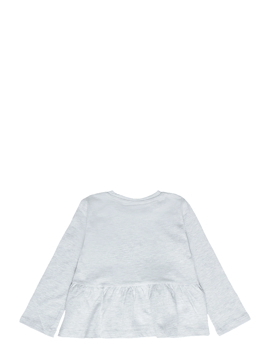 Mango - Ruffle cotton T-shirt - langærmede t-shirts - lt pastel grey - 1