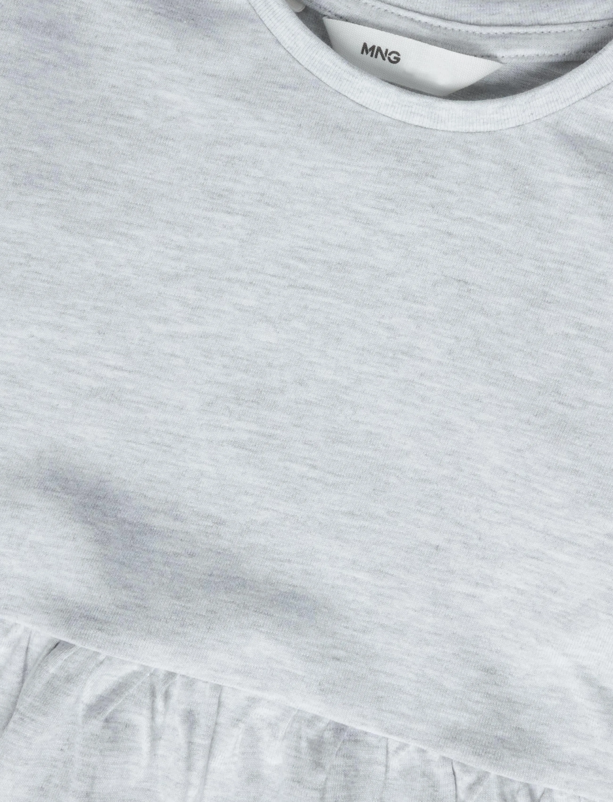 Mango - Ruffle cotton T-shirt - langærmede t-shirts - lt pastel grey - 2