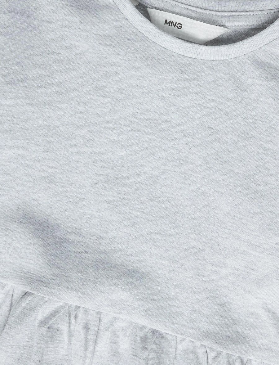 Mango - Ruffle cotton T-shirt - langærmede t-shirts - lt pastel grey - 2