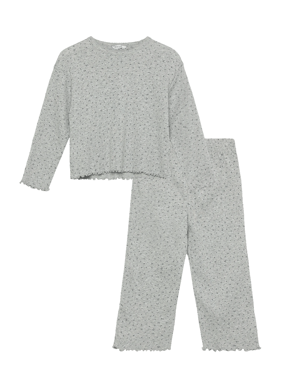 Mango - 100% cotton floral full pyjamas set - pyjamassæt - medium grey - 0