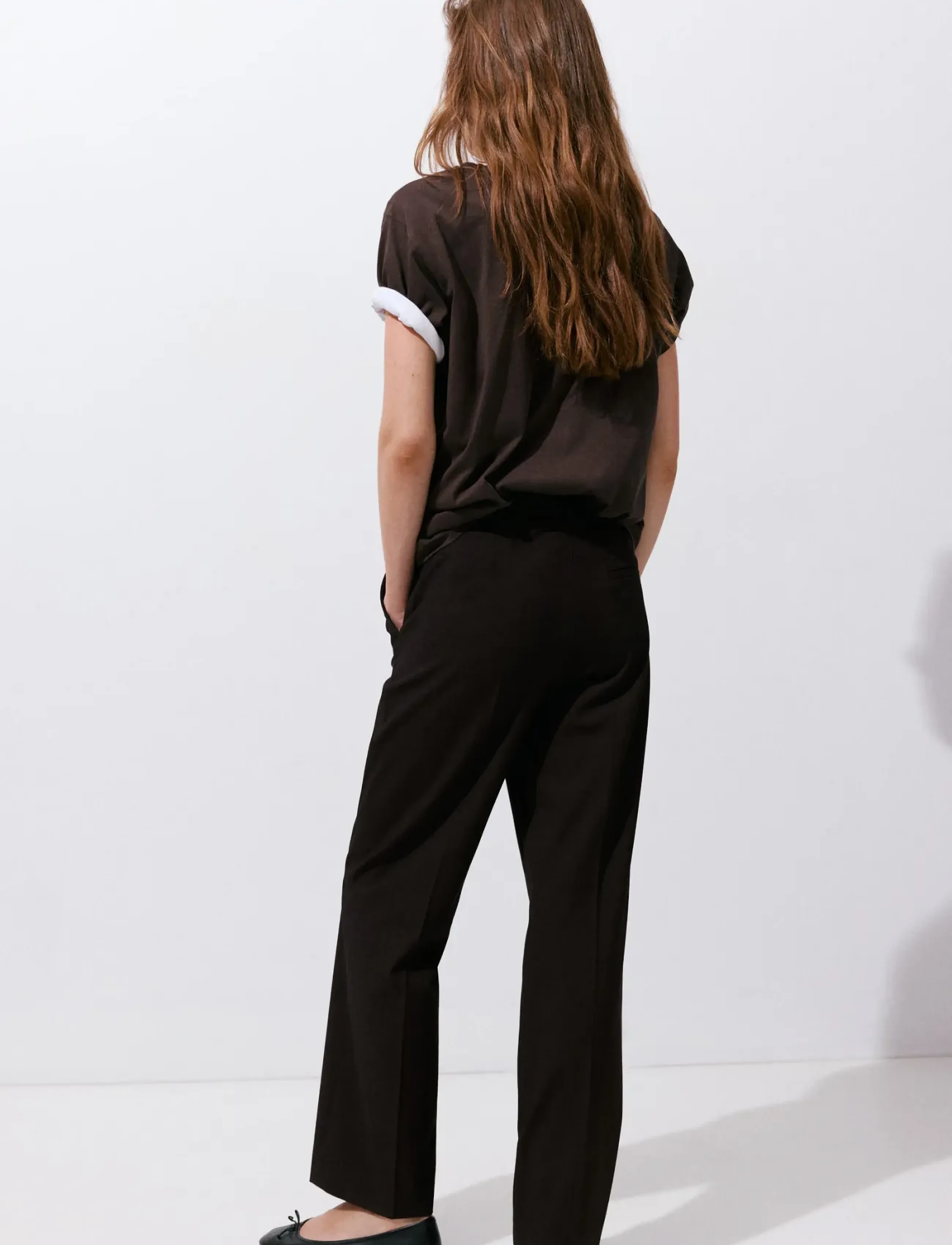 Mango - Straight mid-rise trousers - raka byxor - dark brown - 3