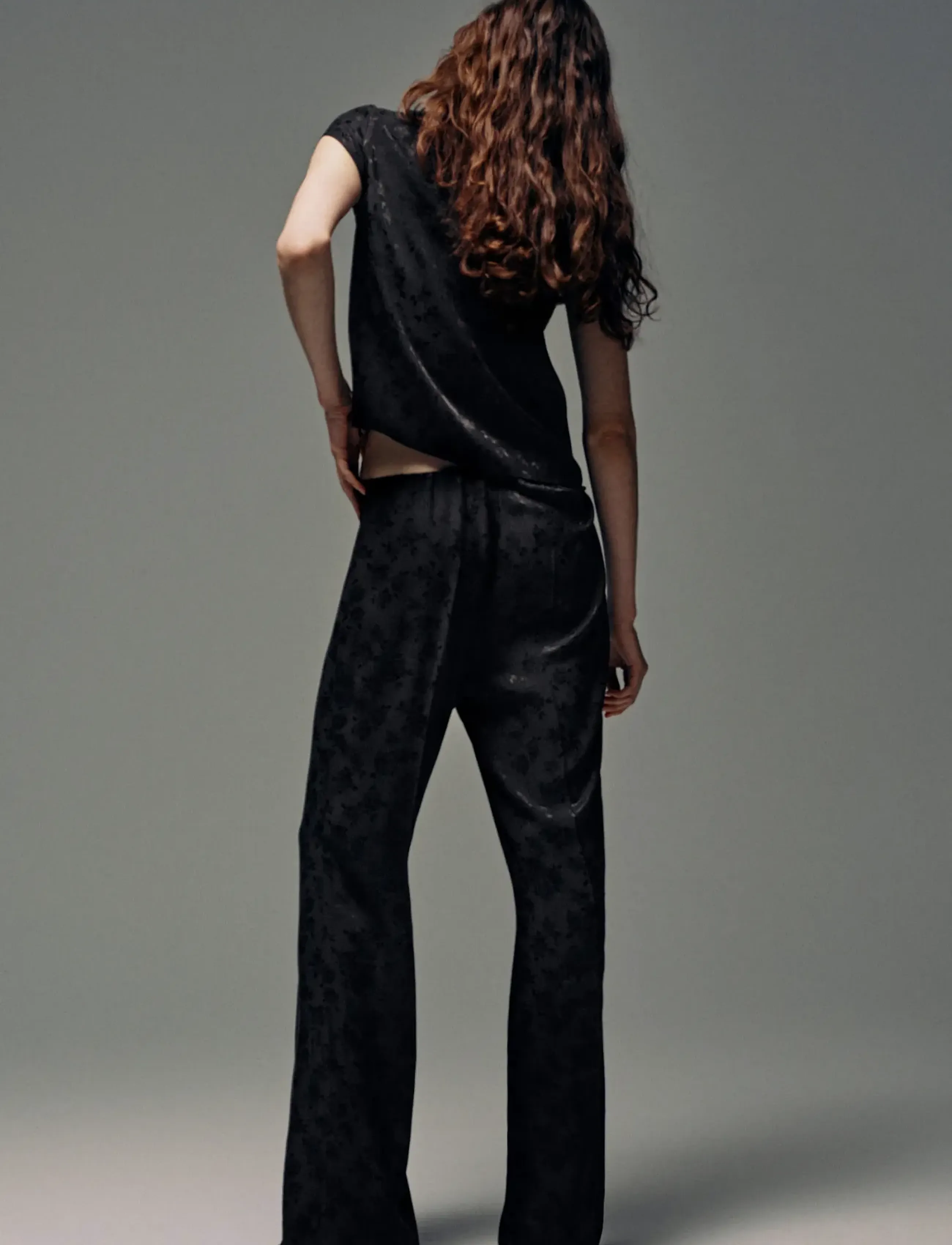 Mango - Straight-cut jacquard trousers - raka byxor - charcoal - 3