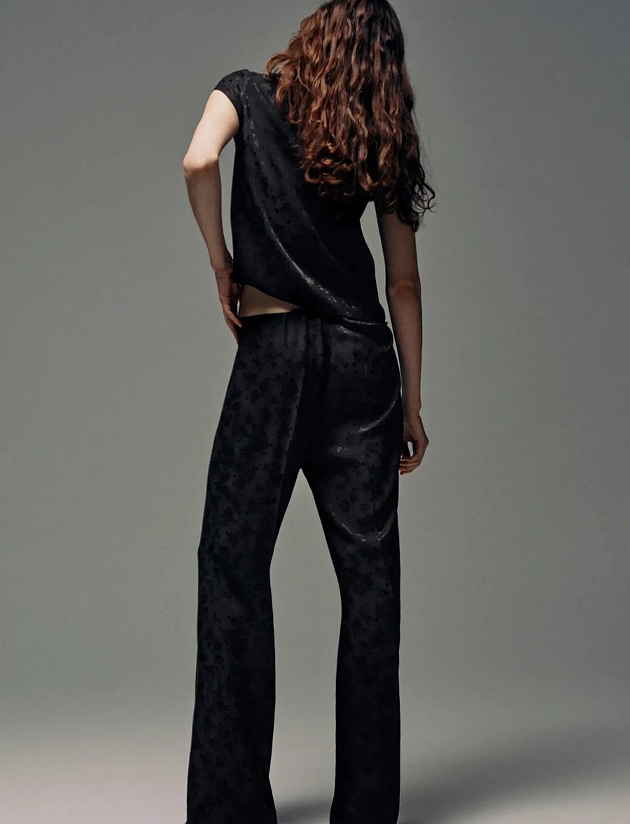 Mango - Straight-cut jacquard trousers - raka byxor - charcoal - 3